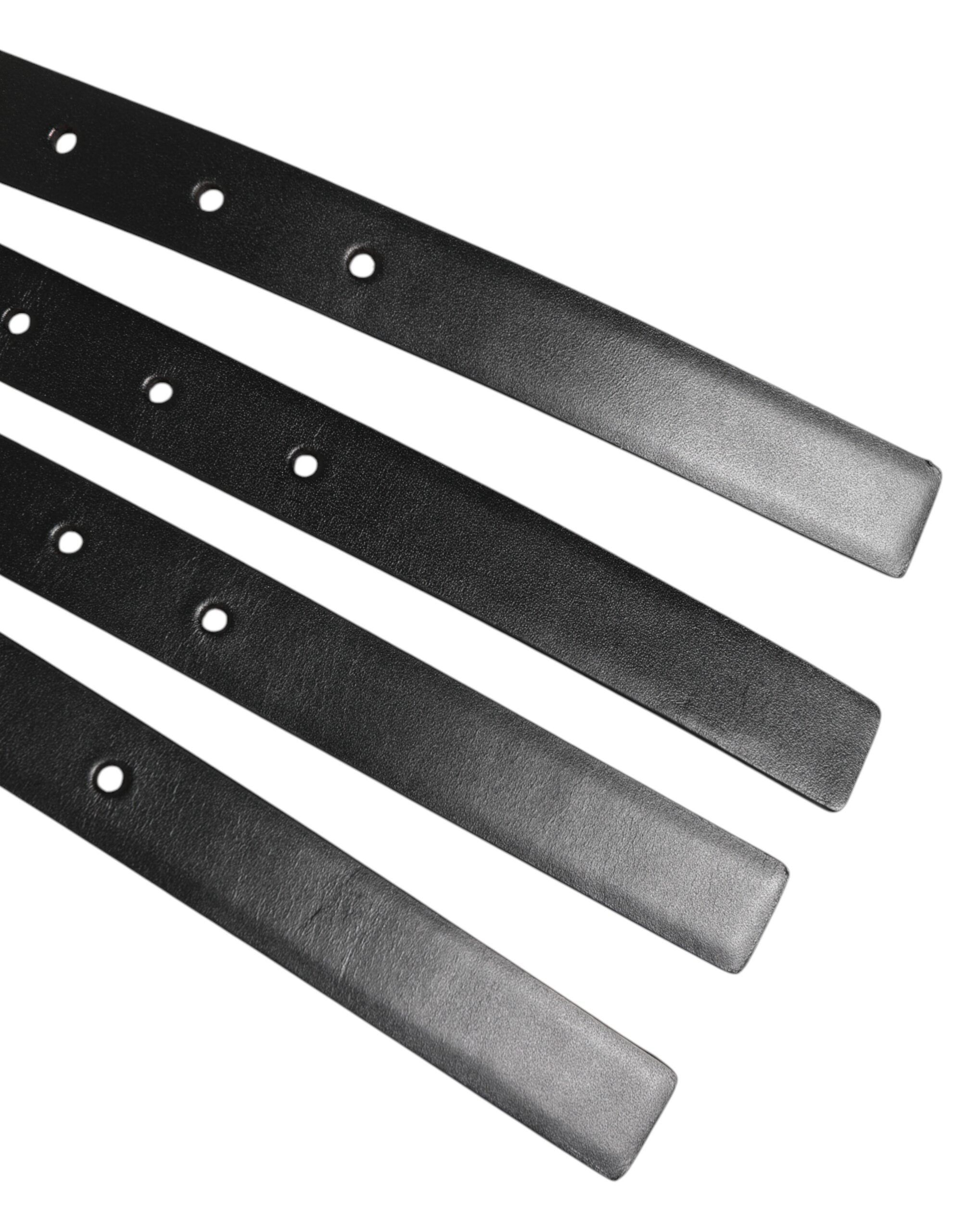 Dolce & Gabbana Black Leather 4-Strap Metal Multi-Buckle Belt Dolce & Gabbana