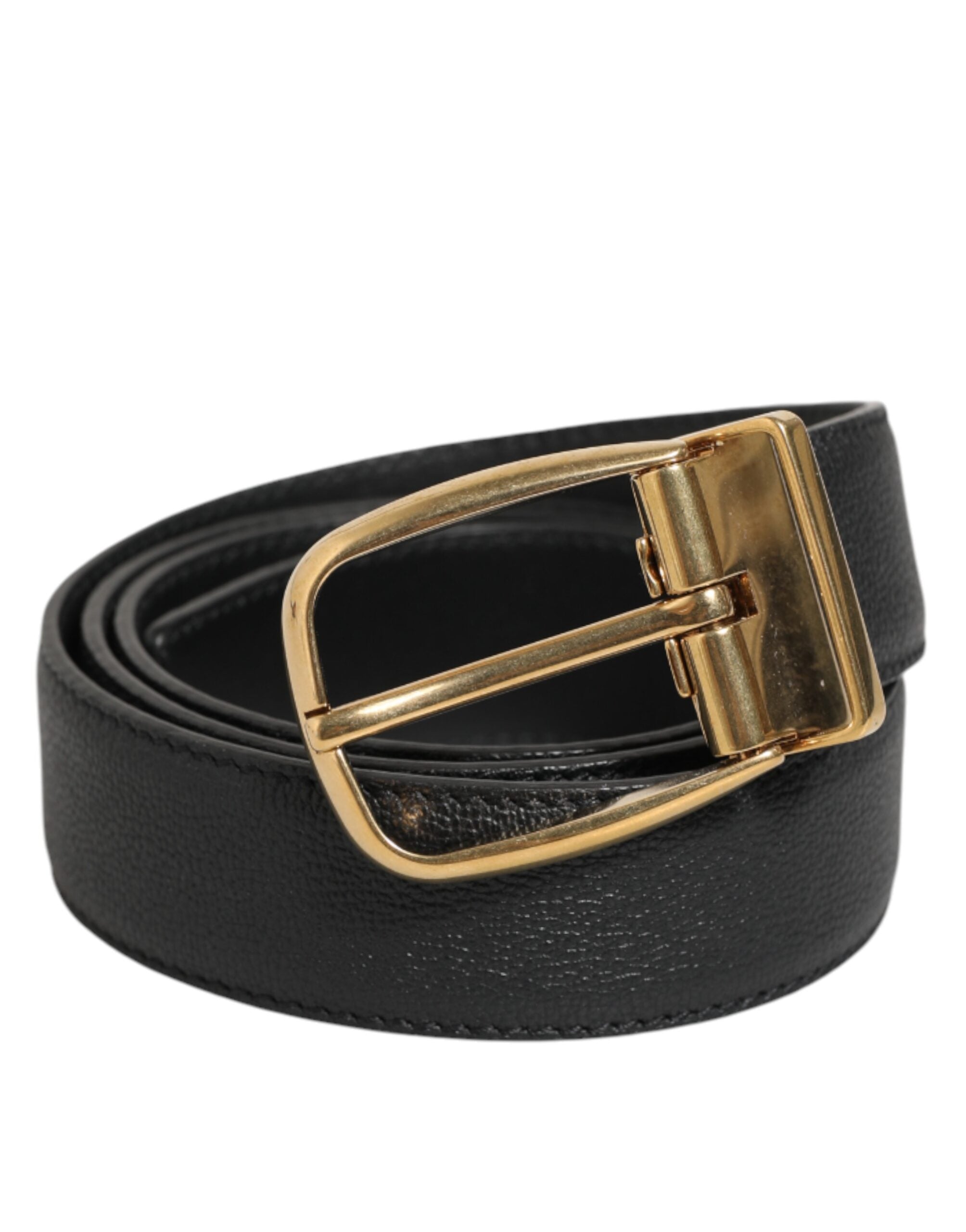 Dolce & Gabbana Black Leather Classic Metal Logo Buckle Belt Dolce & Gabbana