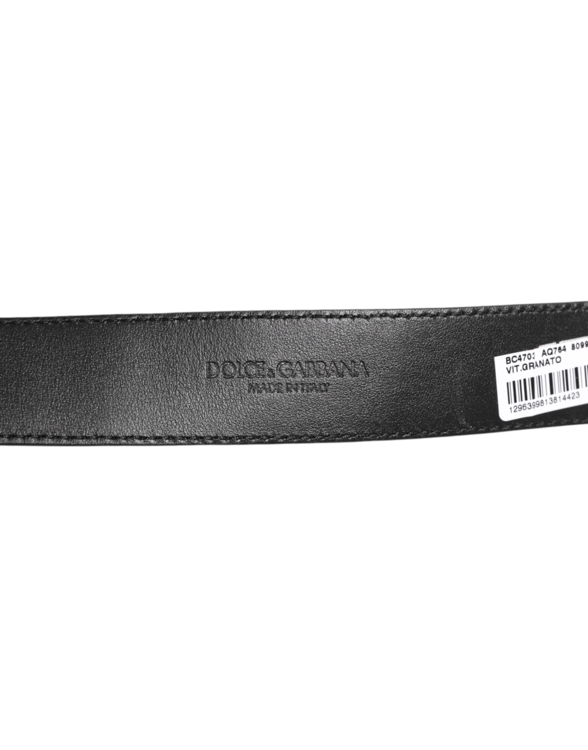 Dolce & Gabbana Black Leather Classic Metal Logo Buckle Belt Dolce & Gabbana