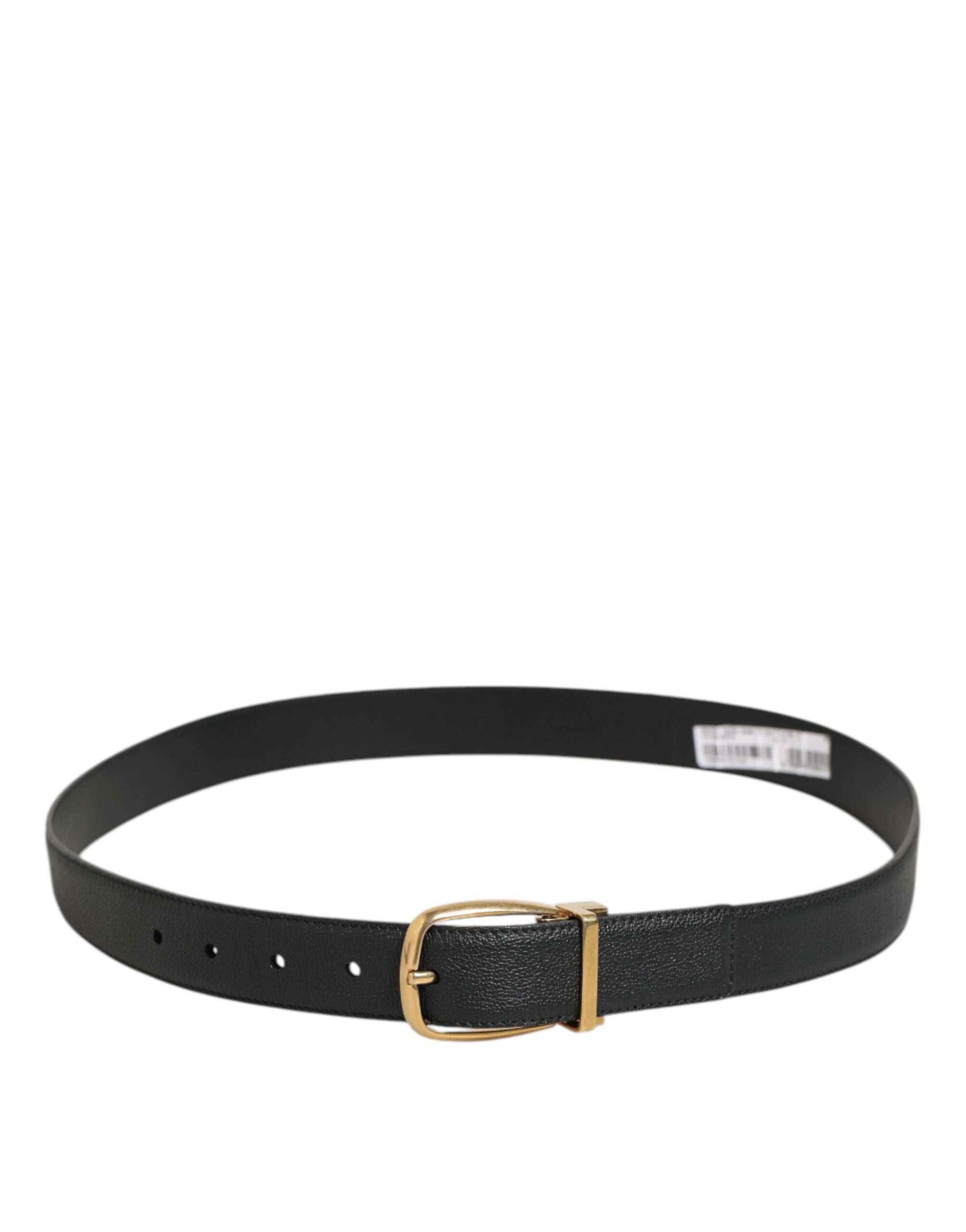Dolce & Gabbana Black Leather Classic Metal Logo Buckle Belt Dolce & Gabbana