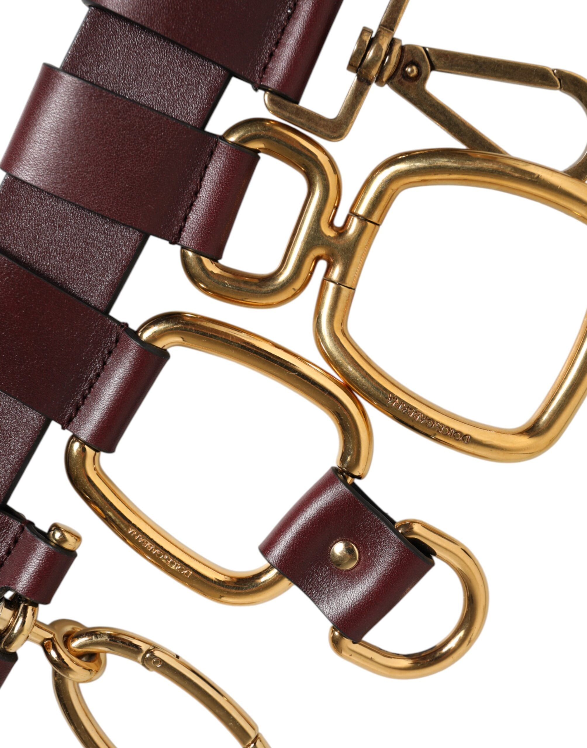 Dolce & Gabbana Brown Key Ring Clip Attachments Buckle Belt Dolce & Gabbana