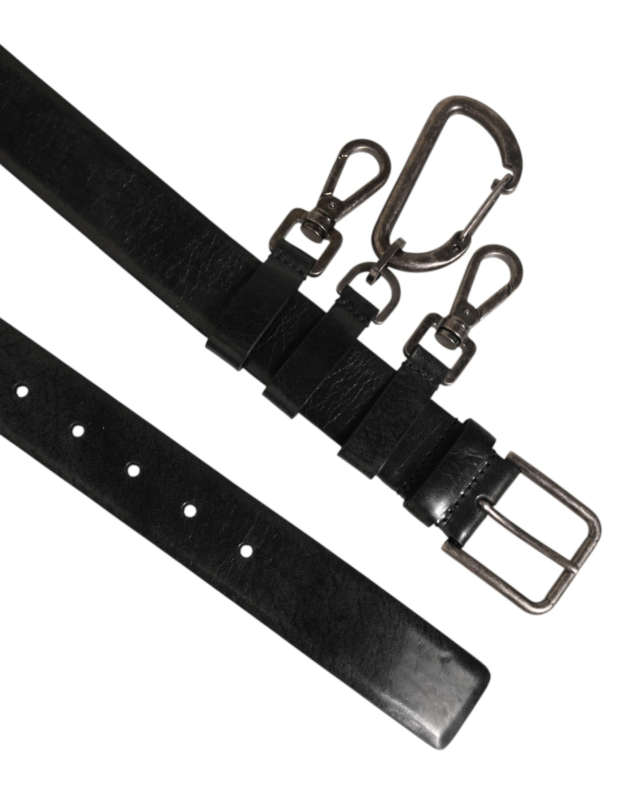 Dolce & Gabbana Black Key Ring Clip Attachments Buckle Belt Dolce & Gabbana