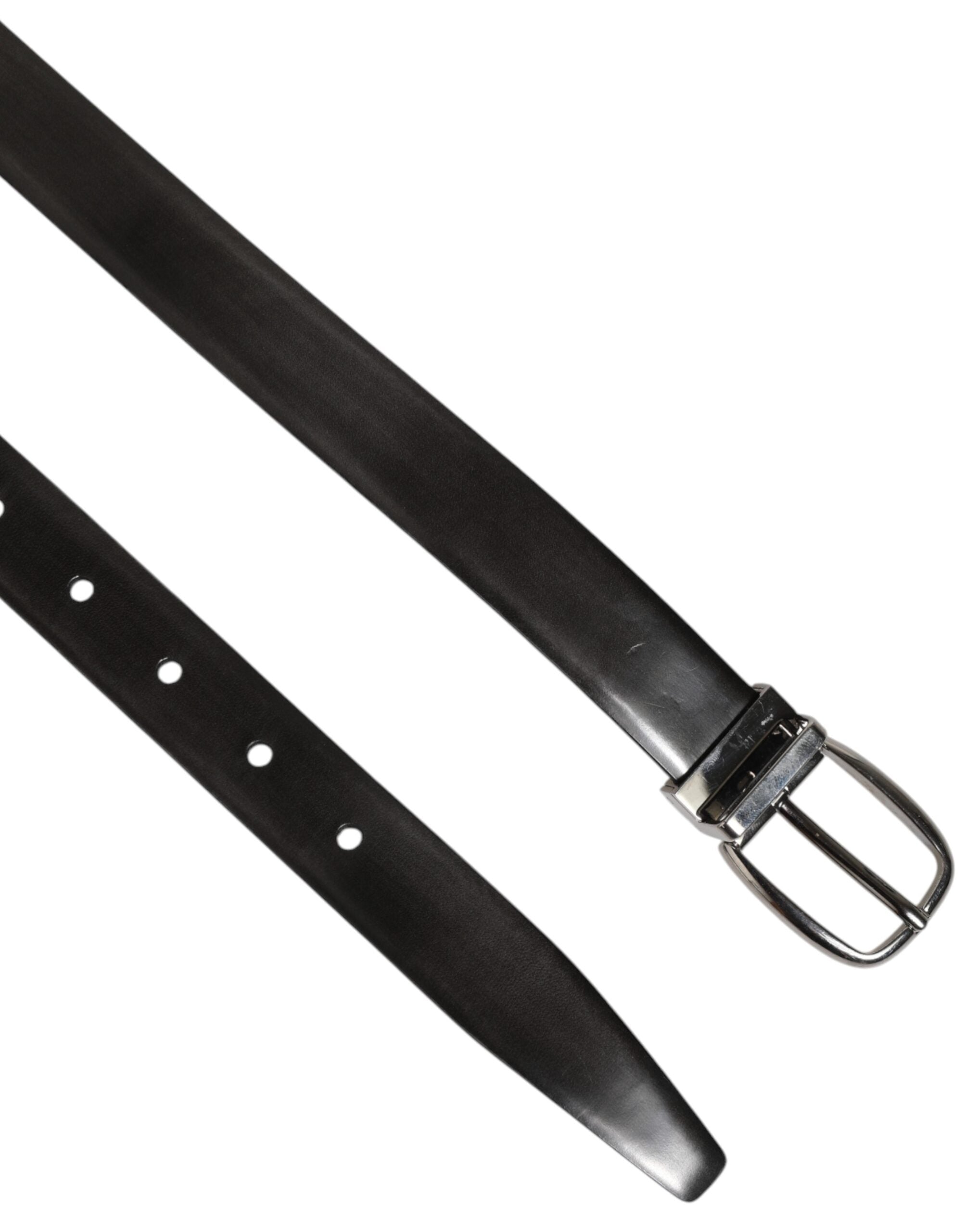 Dolce & Gabbana Black Classic Leather Silver-Tone Buckle Belt Dolce & Gabbana