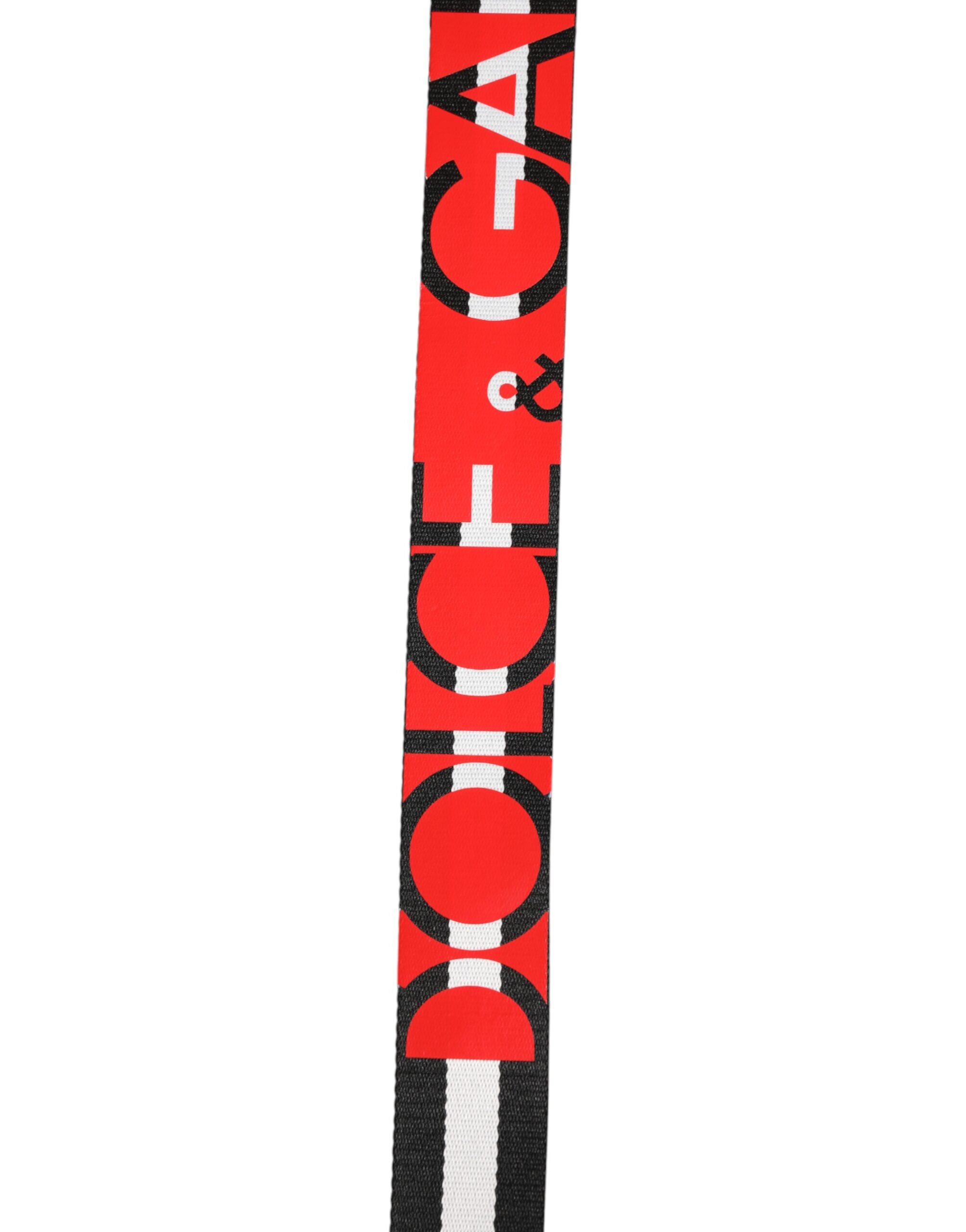 Dolce & Gabbana Black White Striped Logo Metal Buckle Belt Dolce & Gabbana