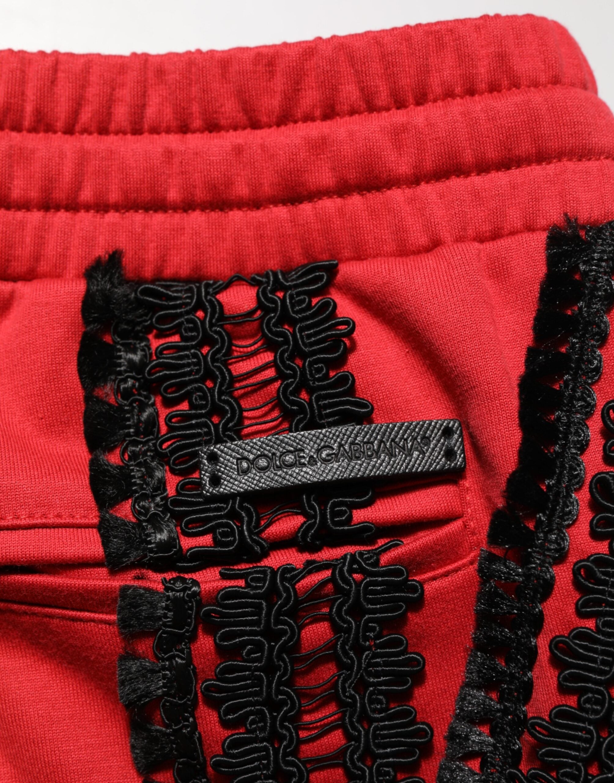Dolce & Gabbana Red Embroidered Casual Cropped Trouser Pants Dolce & Gabbana