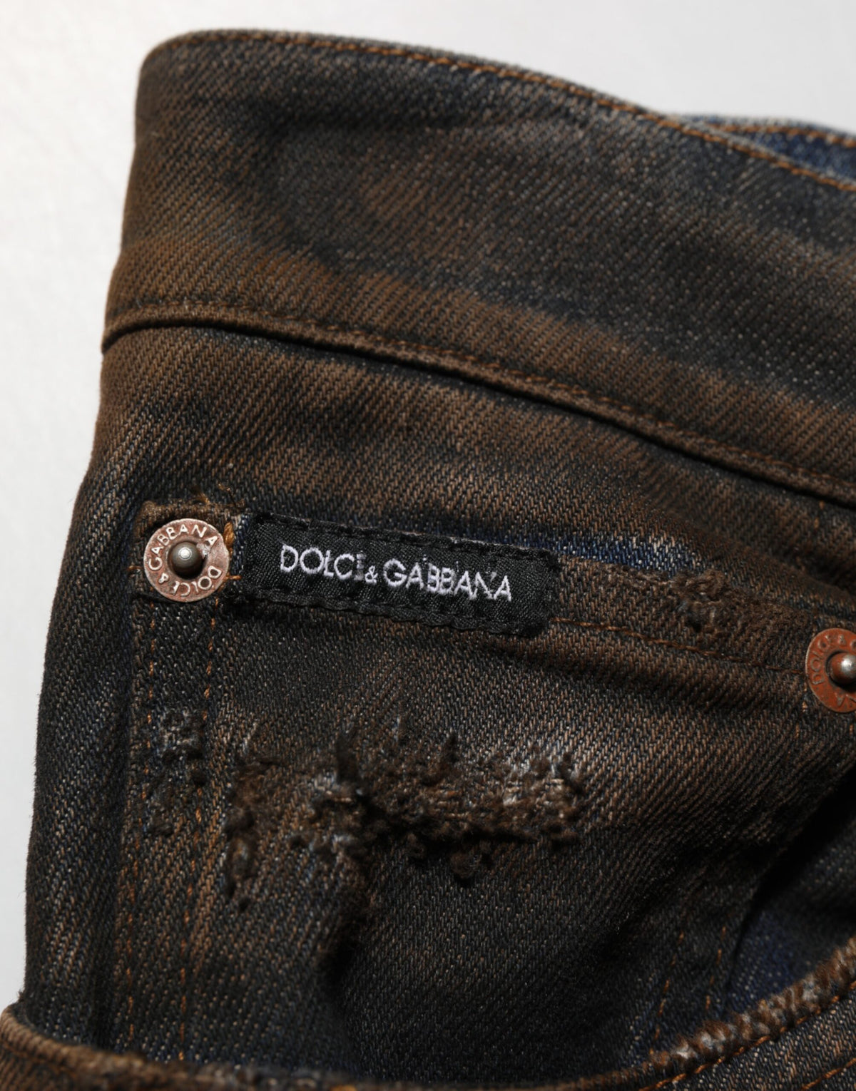 Dolce & Gabbana Black Cotton Skinny Tattered Men Denim Jeans