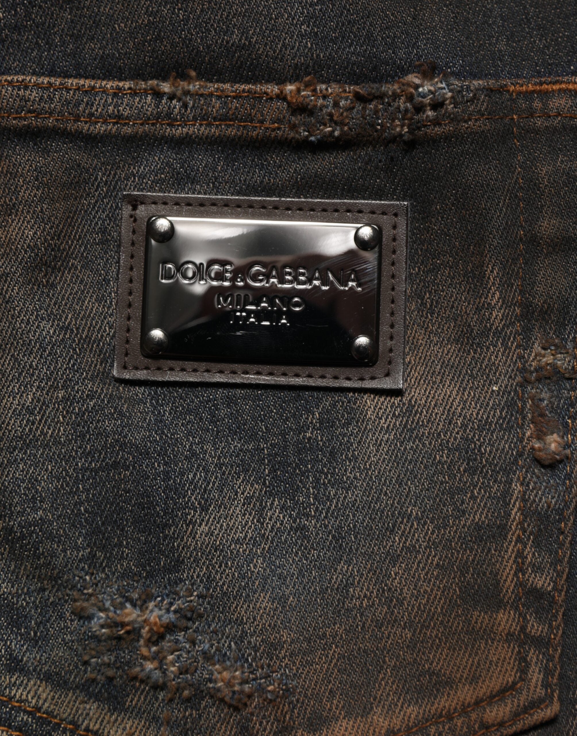 Dolce & Gabbana Black Cotton Skinny Tattered Men Denim Jeans Dolce & Gabbana