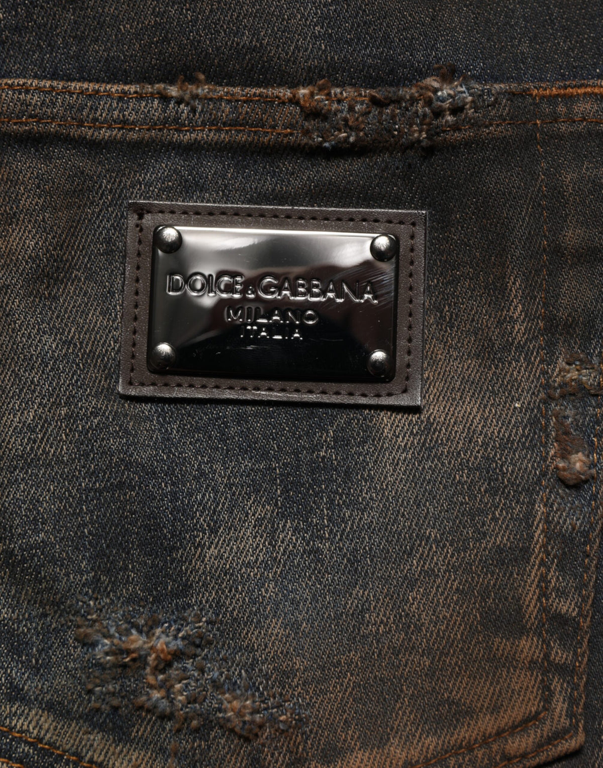Dolce & Gabbana Black Cotton Skinny Tattered Men Denim Jeans