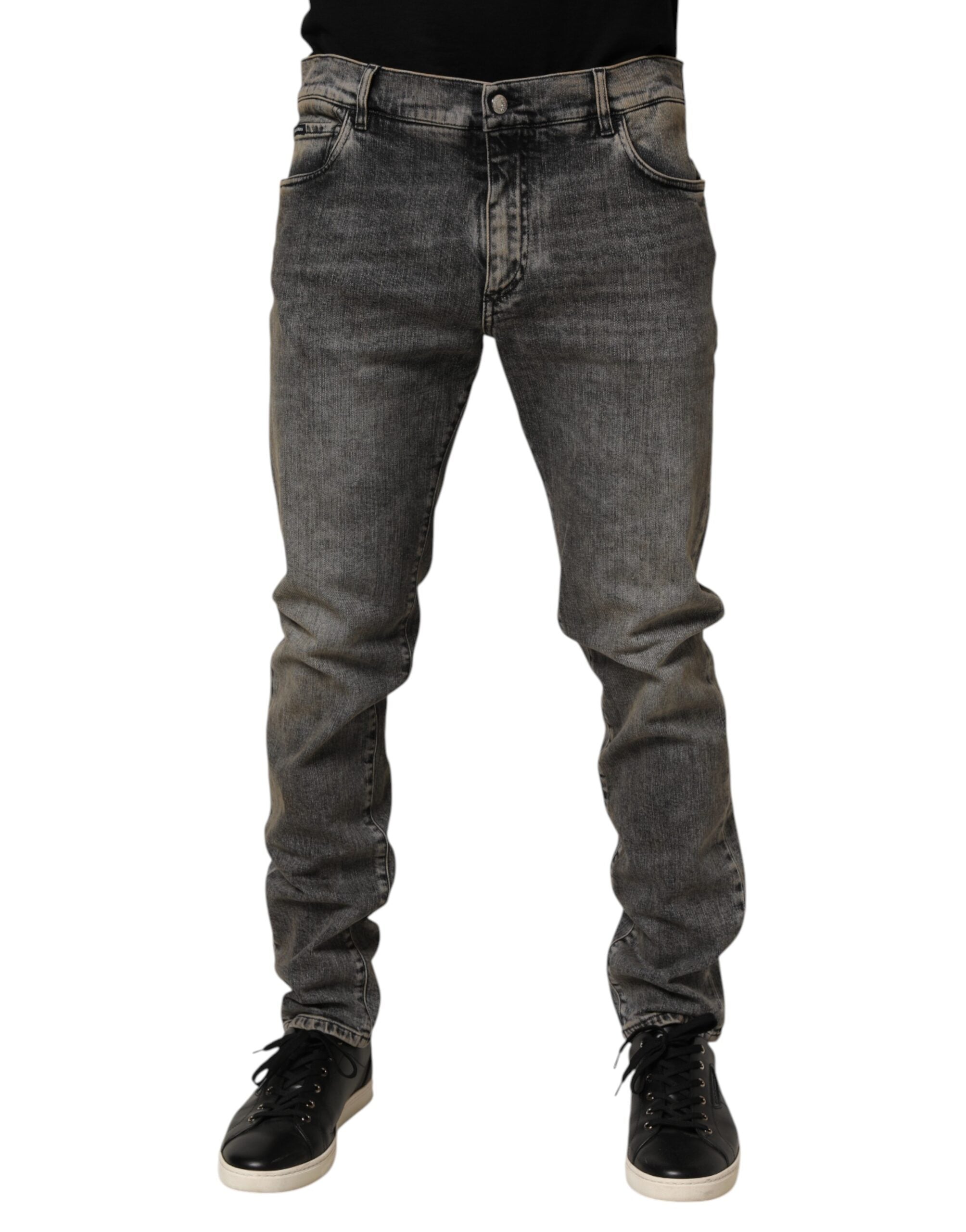 Dolce & Gabbana Gray Cotton Stretch Slim Fit Men Denim Jeans Dolce & Gabbana