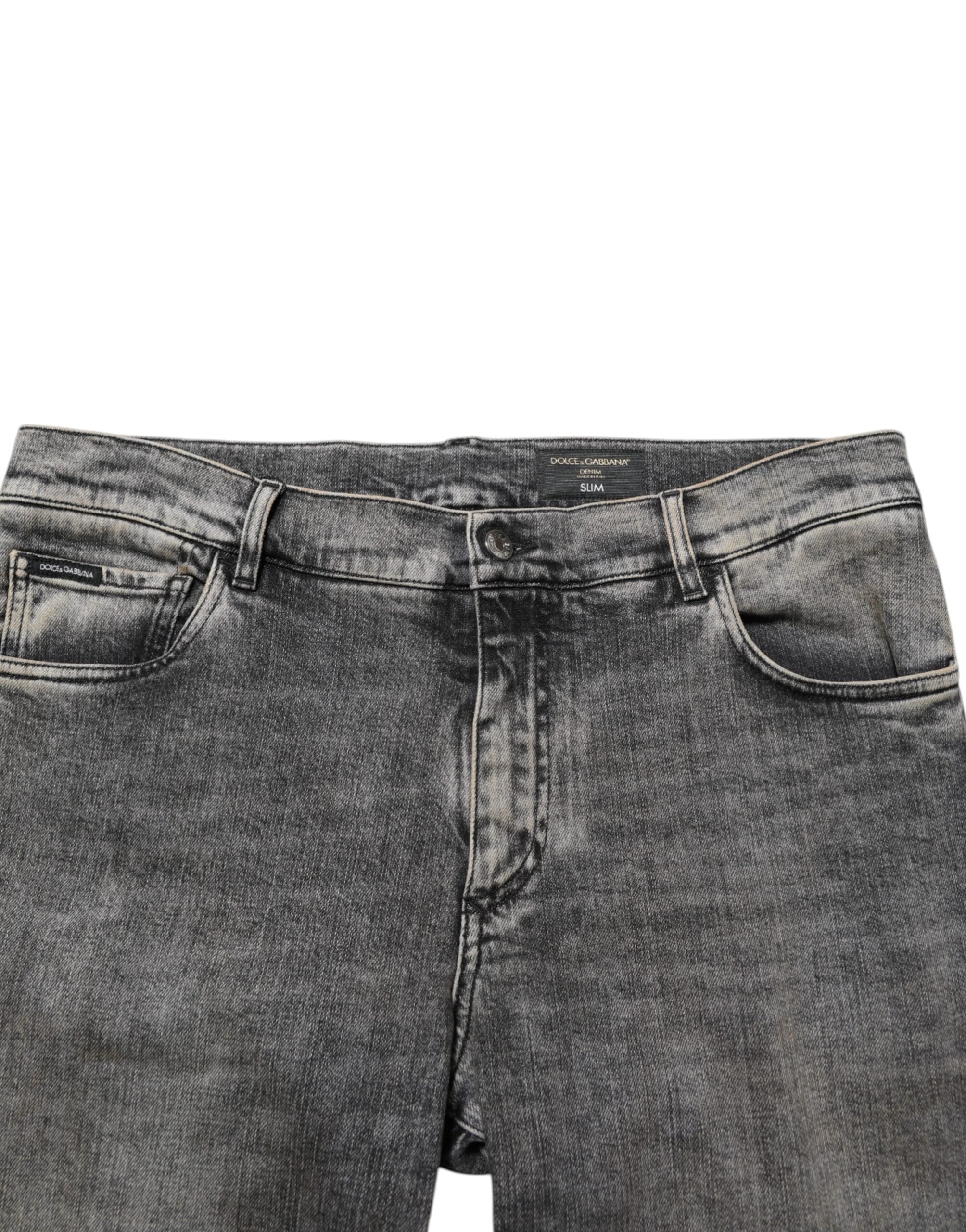 Dolce & Gabbana Gray Cotton Stretch Slim Fit Men Denim Jeans Dolce & Gabbana