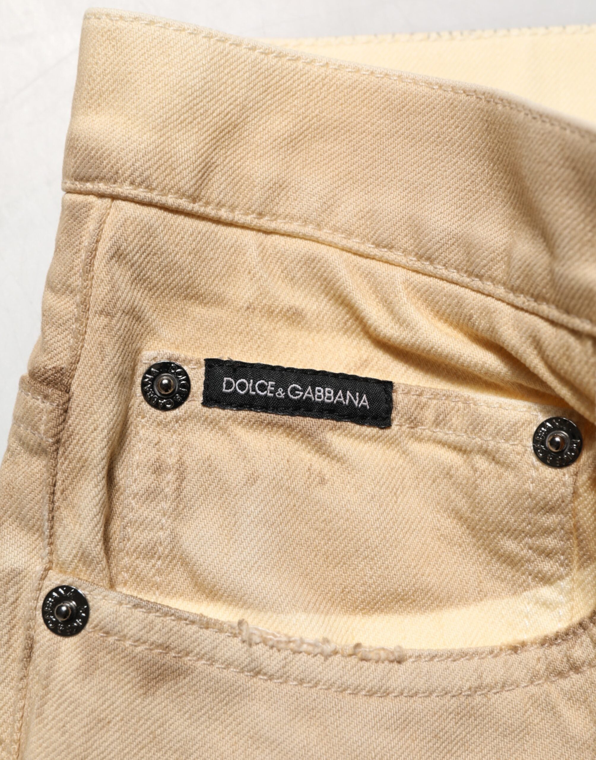 Dolce & Gabbana Beige Cotton Loose Tattered Men Denim Jeans Dolce & Gabbana