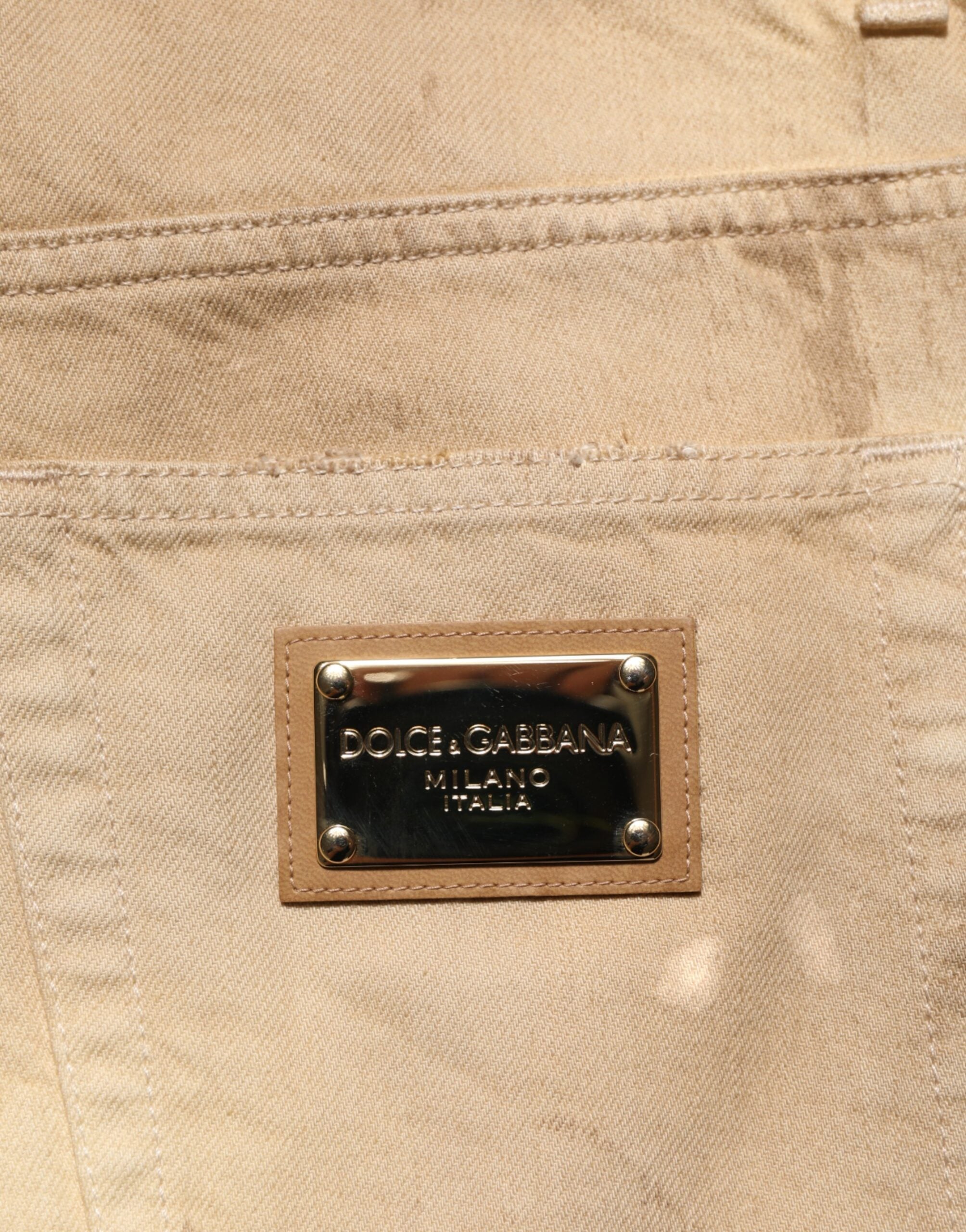 Dolce & Gabbana Beige Cotton Loose Tattered Men Denim Jeans Dolce & Gabbana