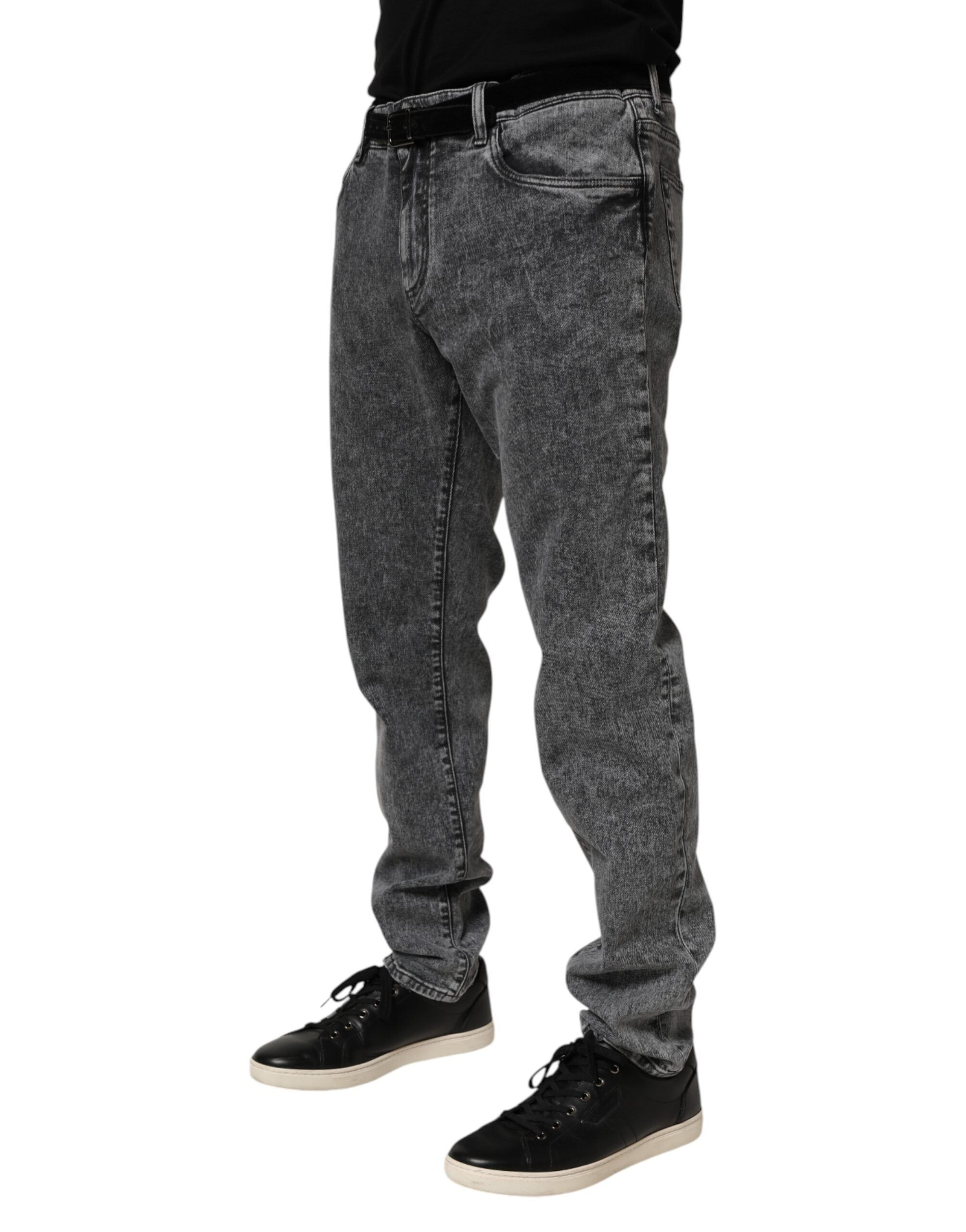 Dolce & Gabbana Gray Cotton Slim Fit Denim Trouser Jeans Dolce & Gabbana