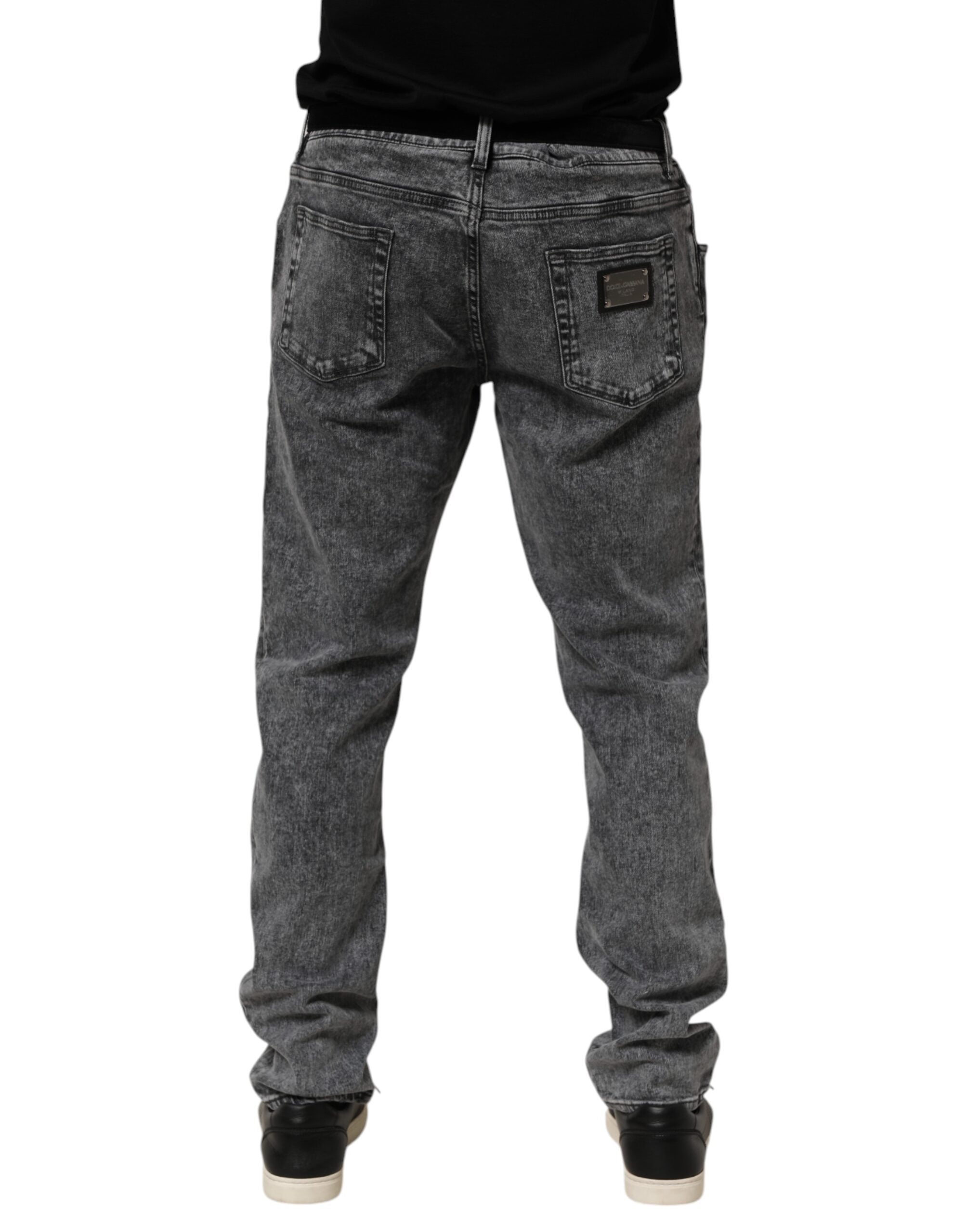 Dolce & Gabbana Gray Cotton Slim Fit Denim Trouser Jeans Dolce & Gabbana