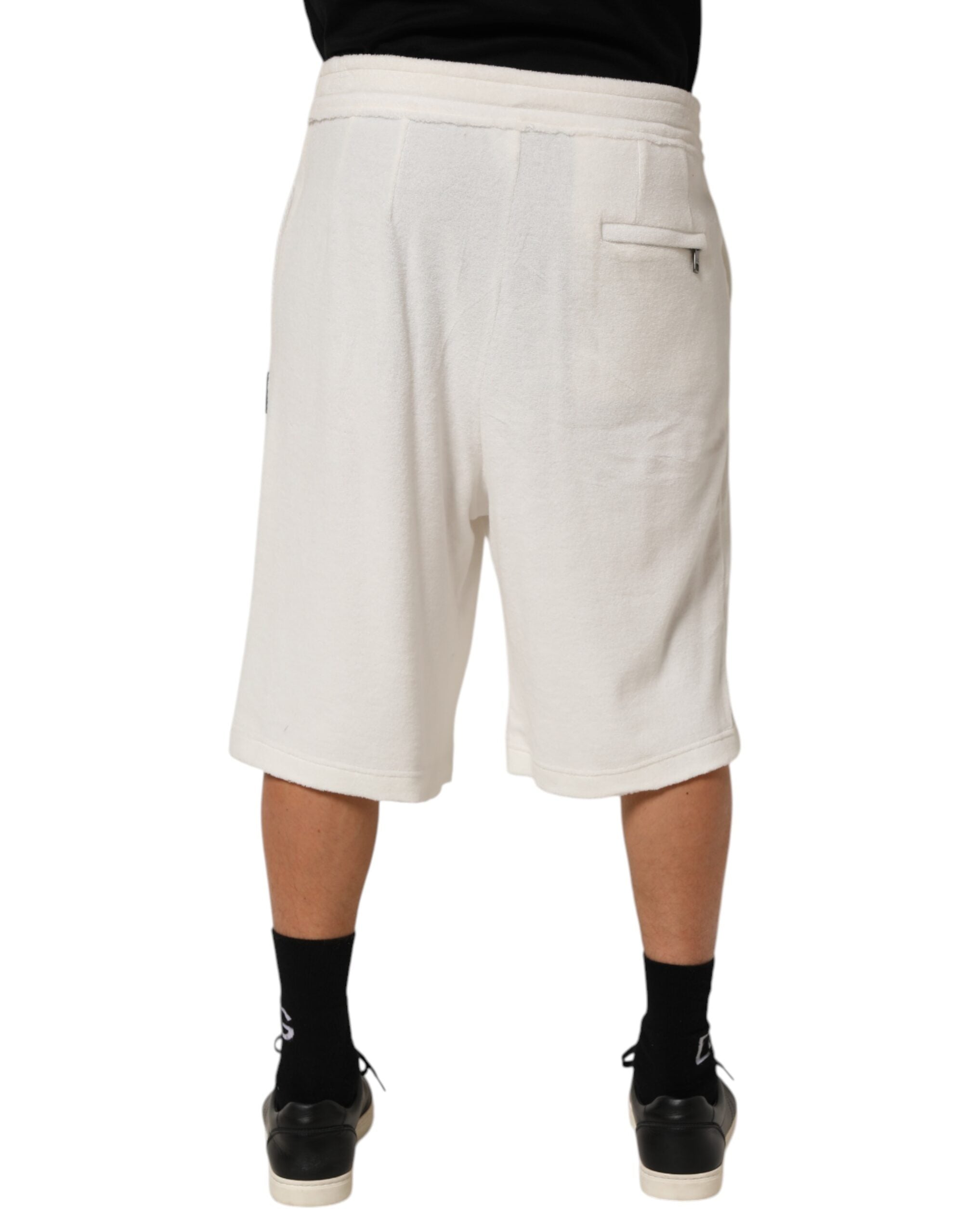 Dolce & Gabbana White Cotton Logo Plaque Men Bermuda Shorts Dolce & Gabbana