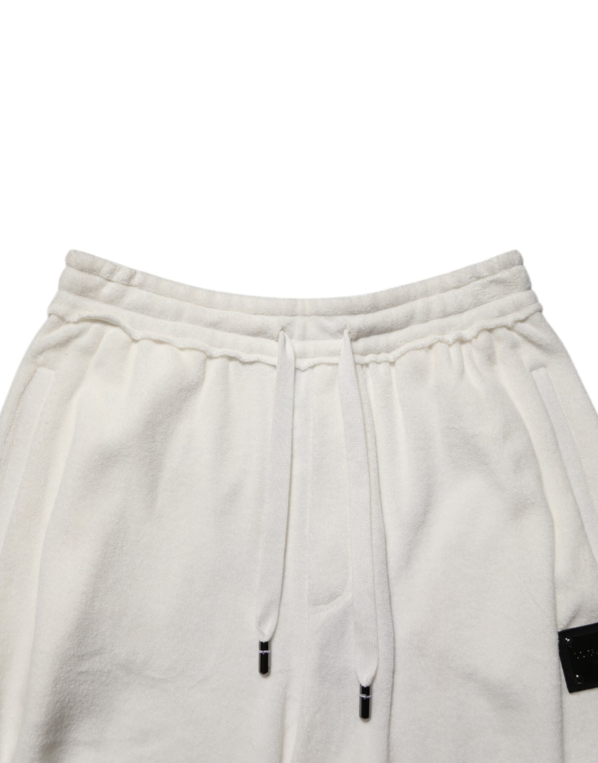 Dolce & Gabbana White Cotton Logo Plaque Men Bermuda Shorts Dolce & Gabbana