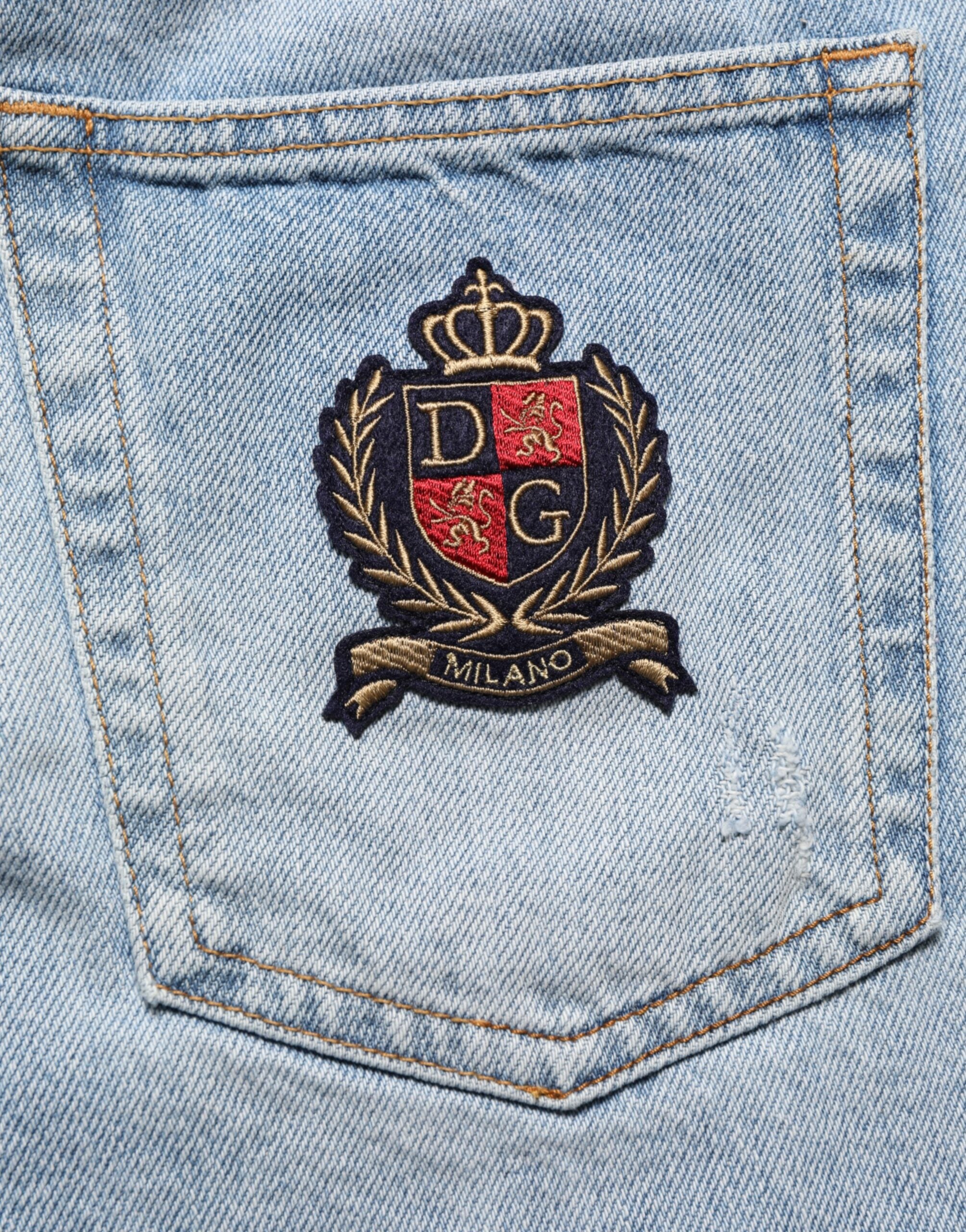 Dolce & Gabbana Blue Cotton Distressed Denim Bermuda  Shorts Dolce & Gabbana
