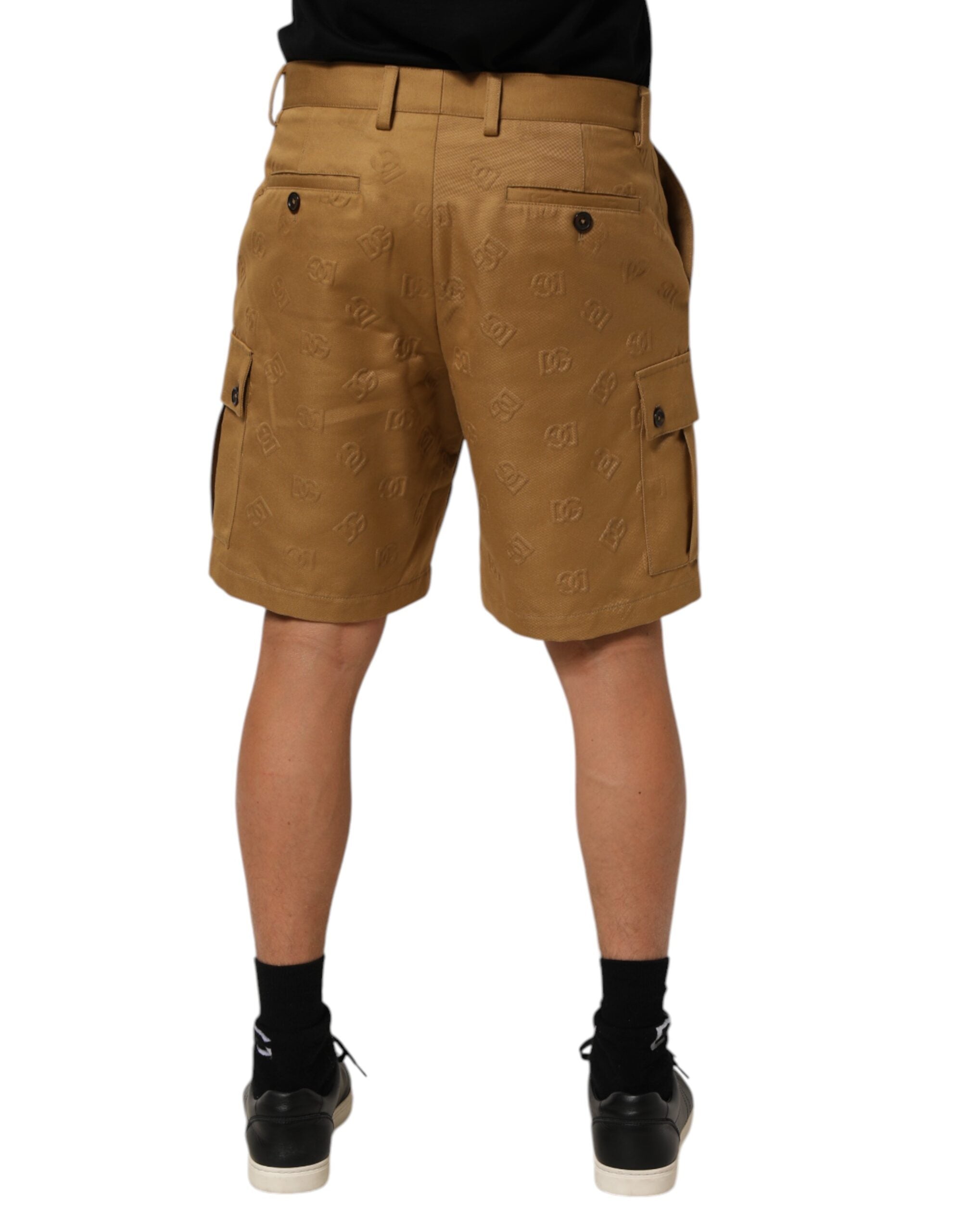 Dolce & Gabbana Brown Cotton Stretch Logo CargoBermuda Shorts Dolce & Gabbana