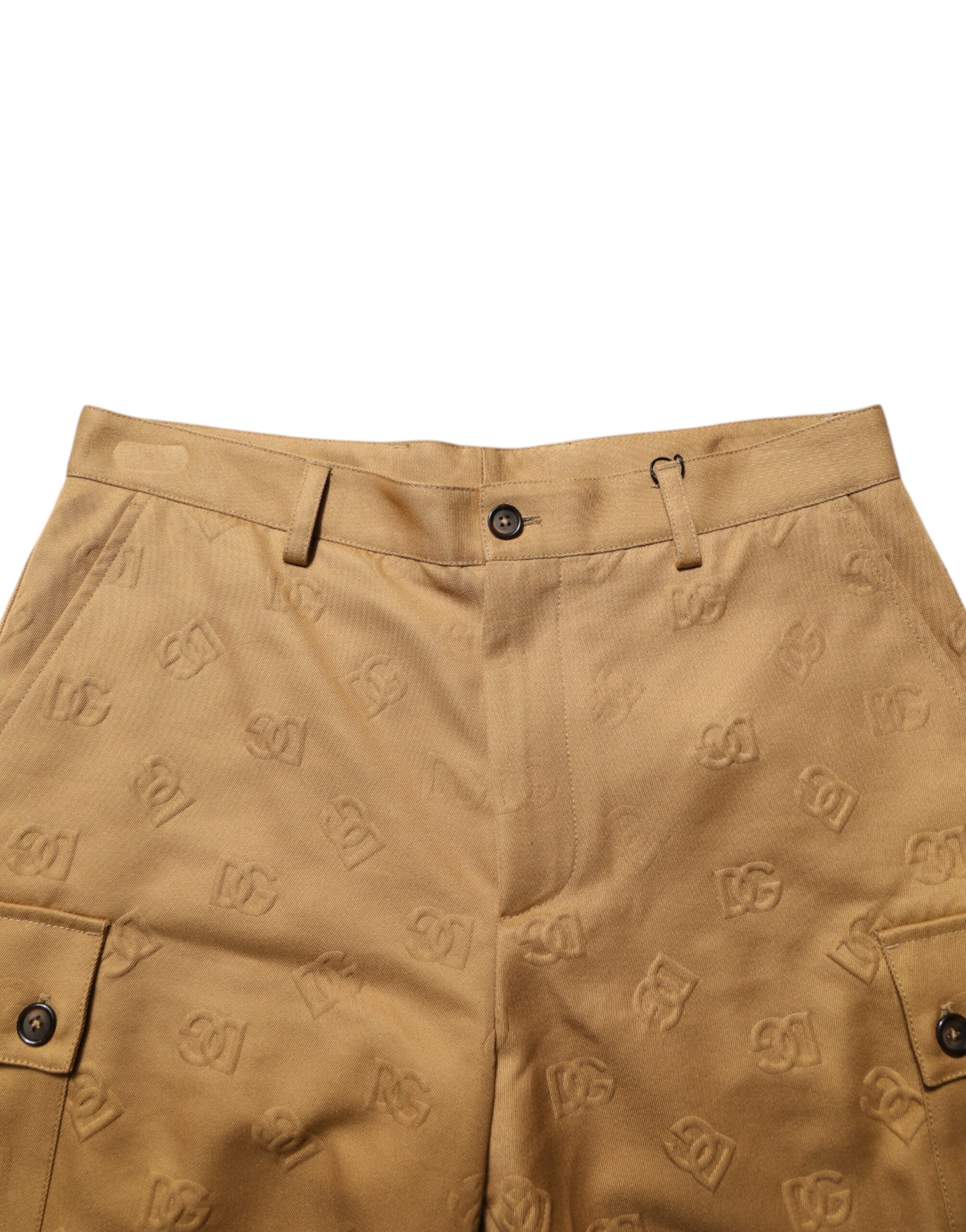 Dolce & Gabbana Brown Cotton Stretch Logo CargoBermuda Shorts Dolce & Gabbana