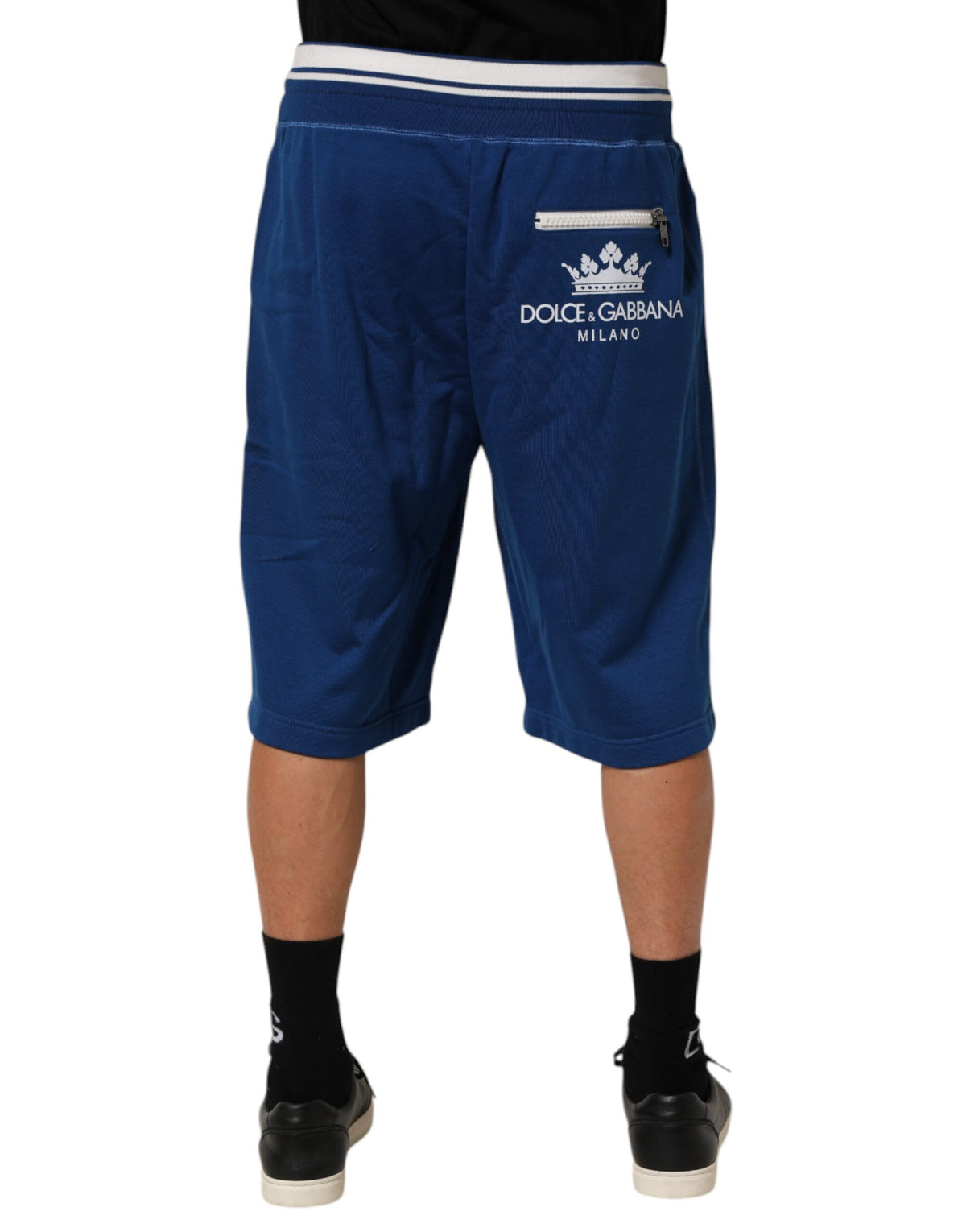 Dolce & Gabbana Blue Cotton Blend Bermuda Sweatpants Shorts