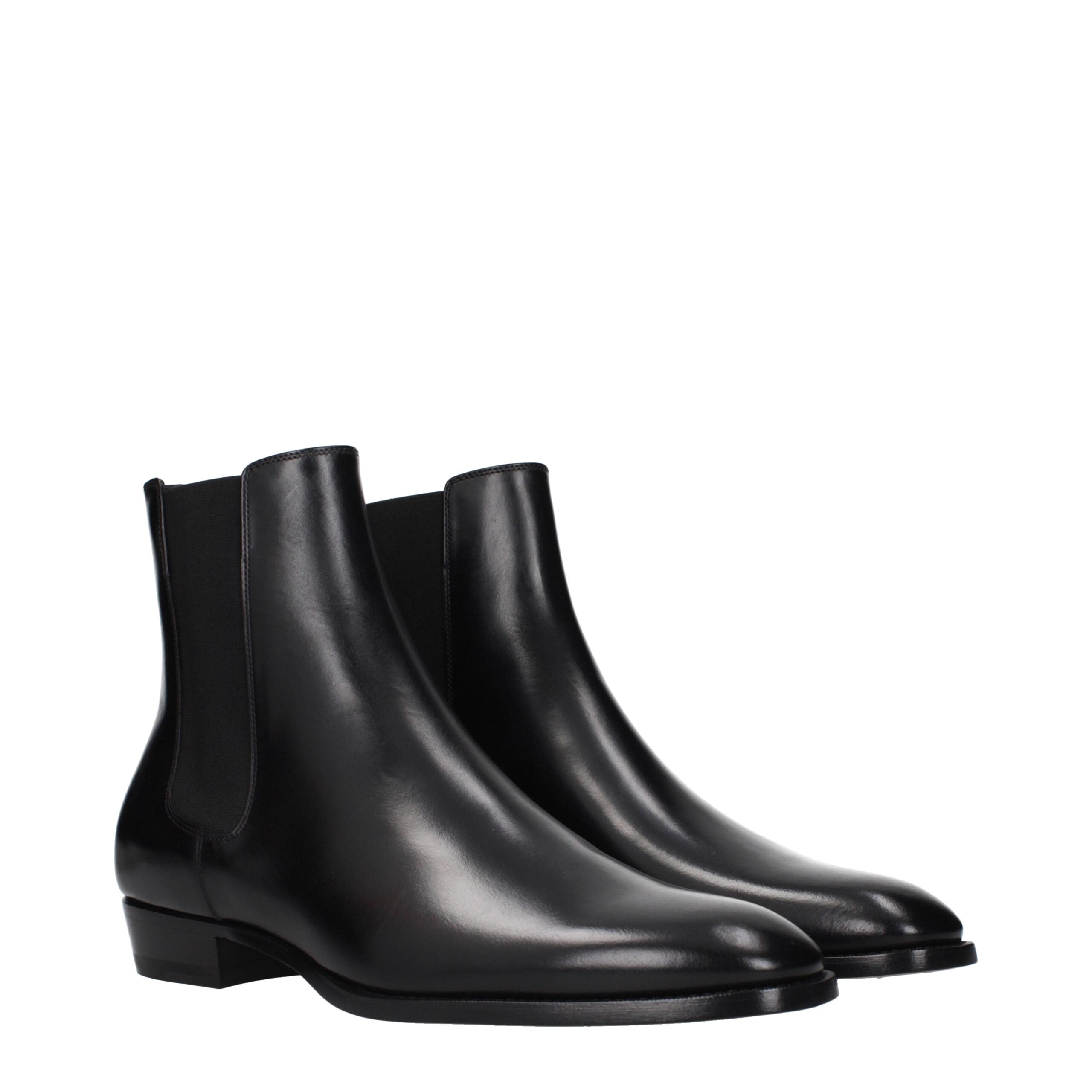 Celine Black Leather Ankle Boots Celine
