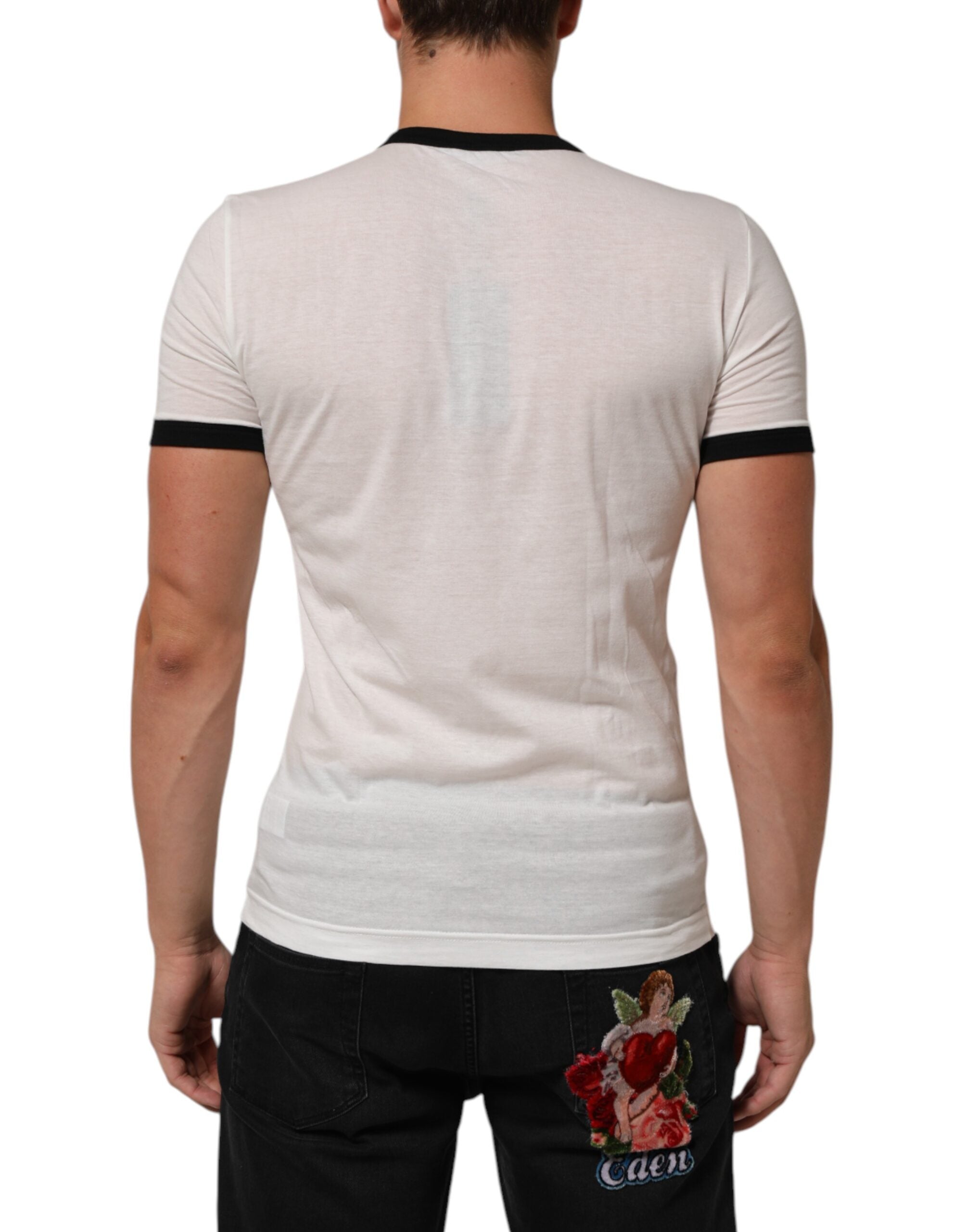 Dolce & Gabbana White Sacred Heart Cotton Crew Neck T-shirt Dolce & Gabbana