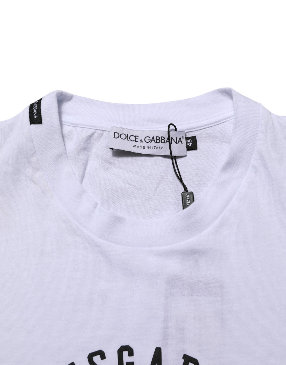 Dolce & Gabbana White Cotton Logo Print Crew Neck T-shirt