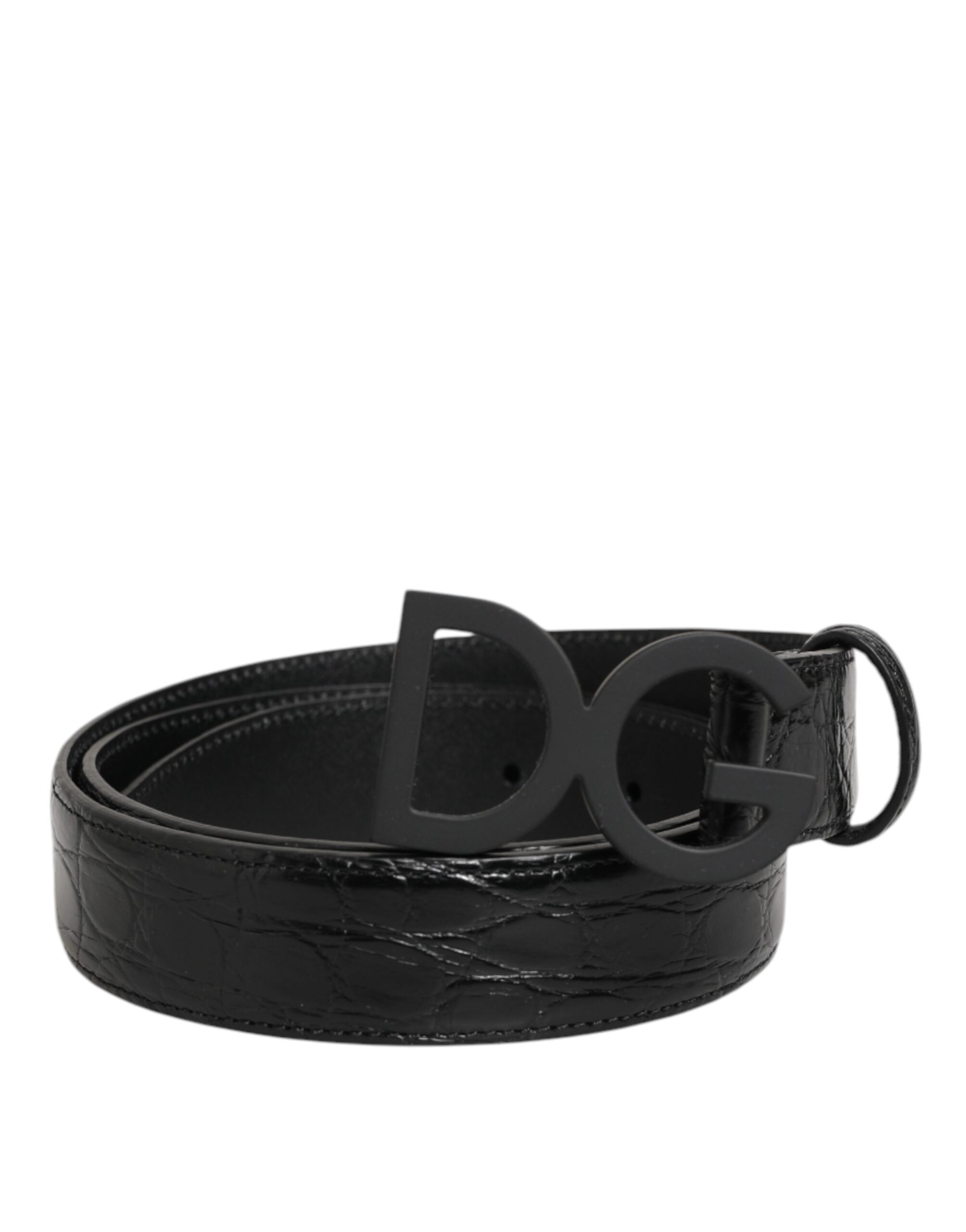 Dolce & Gabbana Black Exotic Leather Metal Logo Buckle Belt Dolce & Gabbana