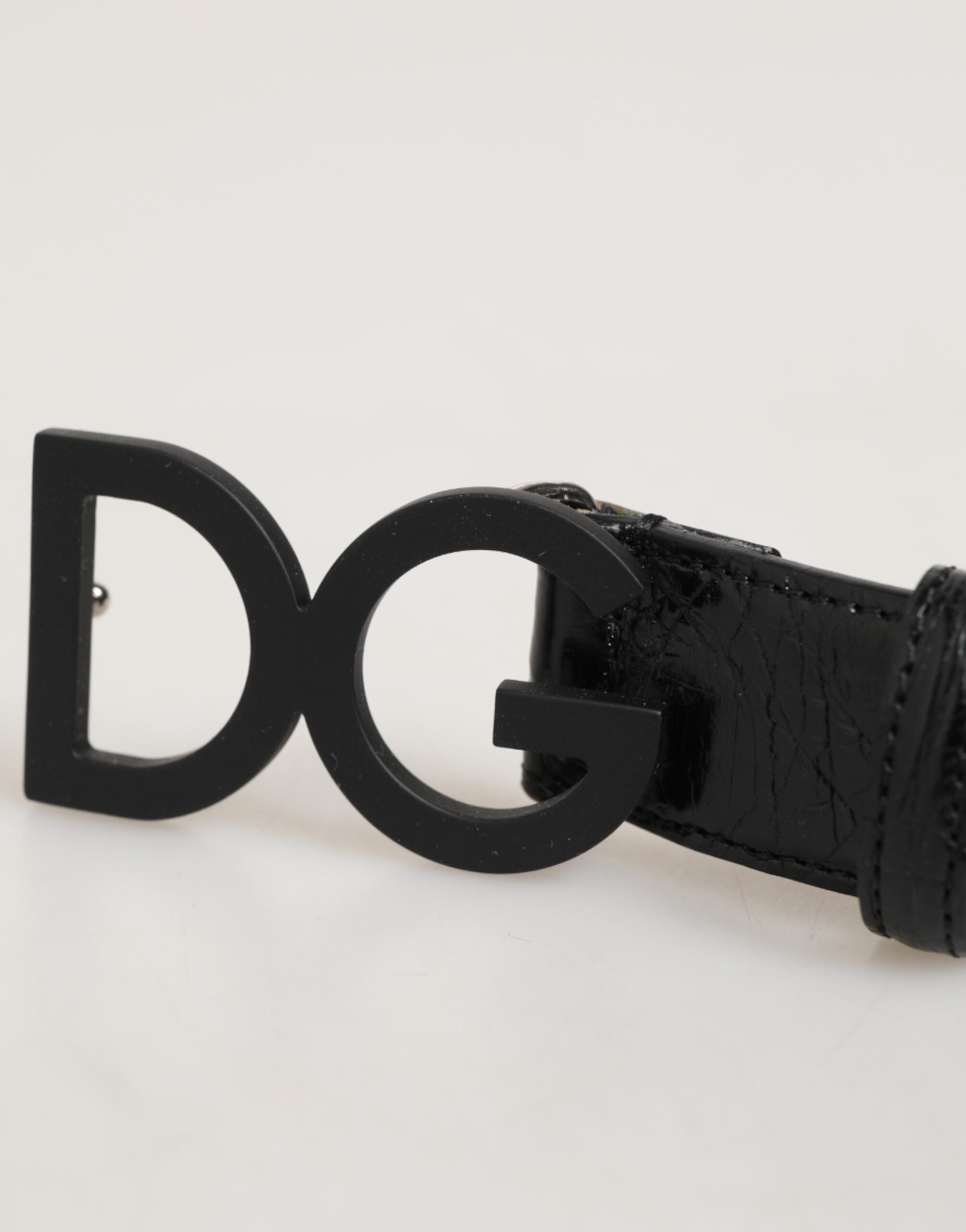 Dolce & Gabbana Black Exotic Leather Metal Logo Buckle Belt Dolce & Gabbana