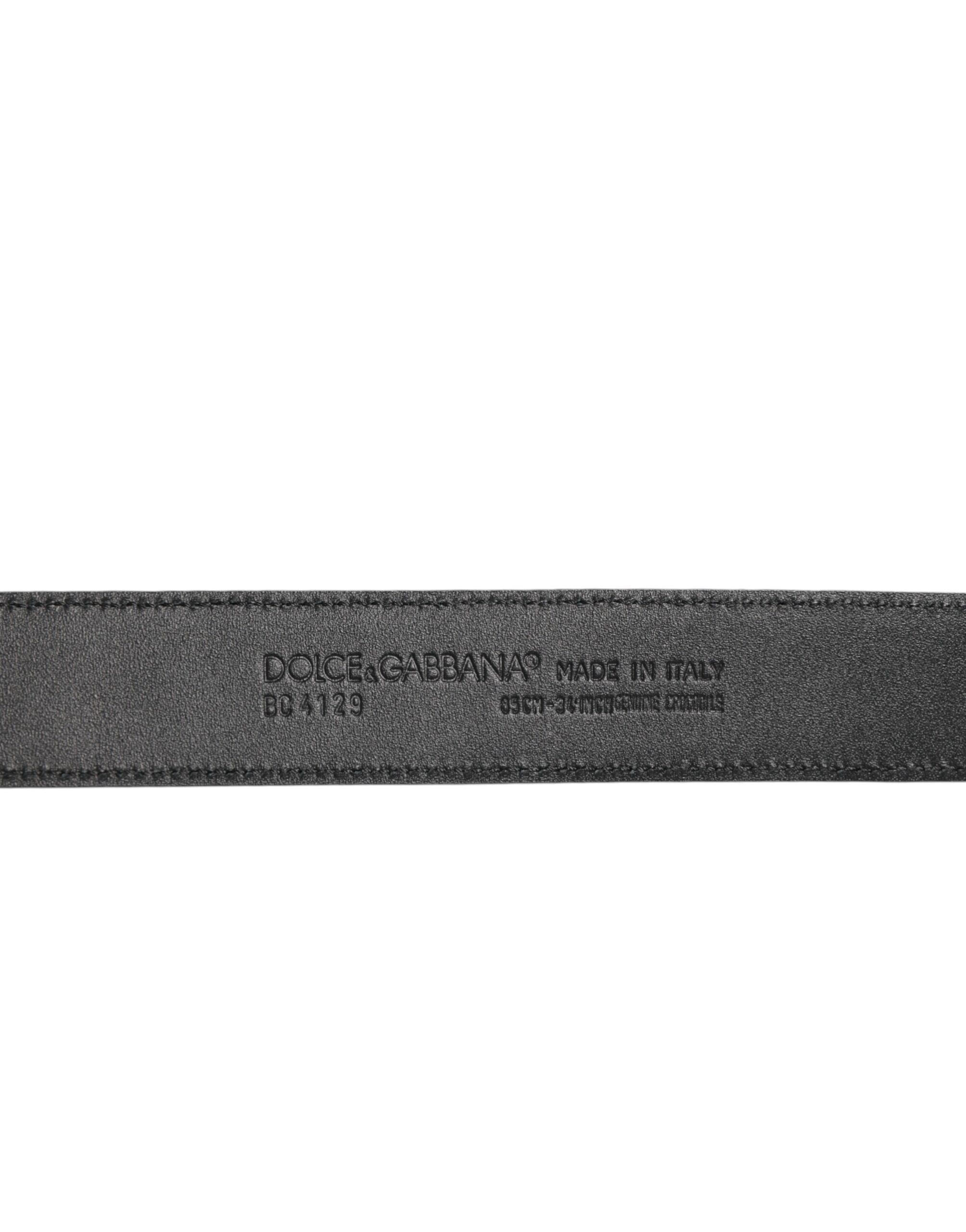 Dolce & Gabbana Black Exotic Leather Metal Logo Buckle Belt Dolce & Gabbana