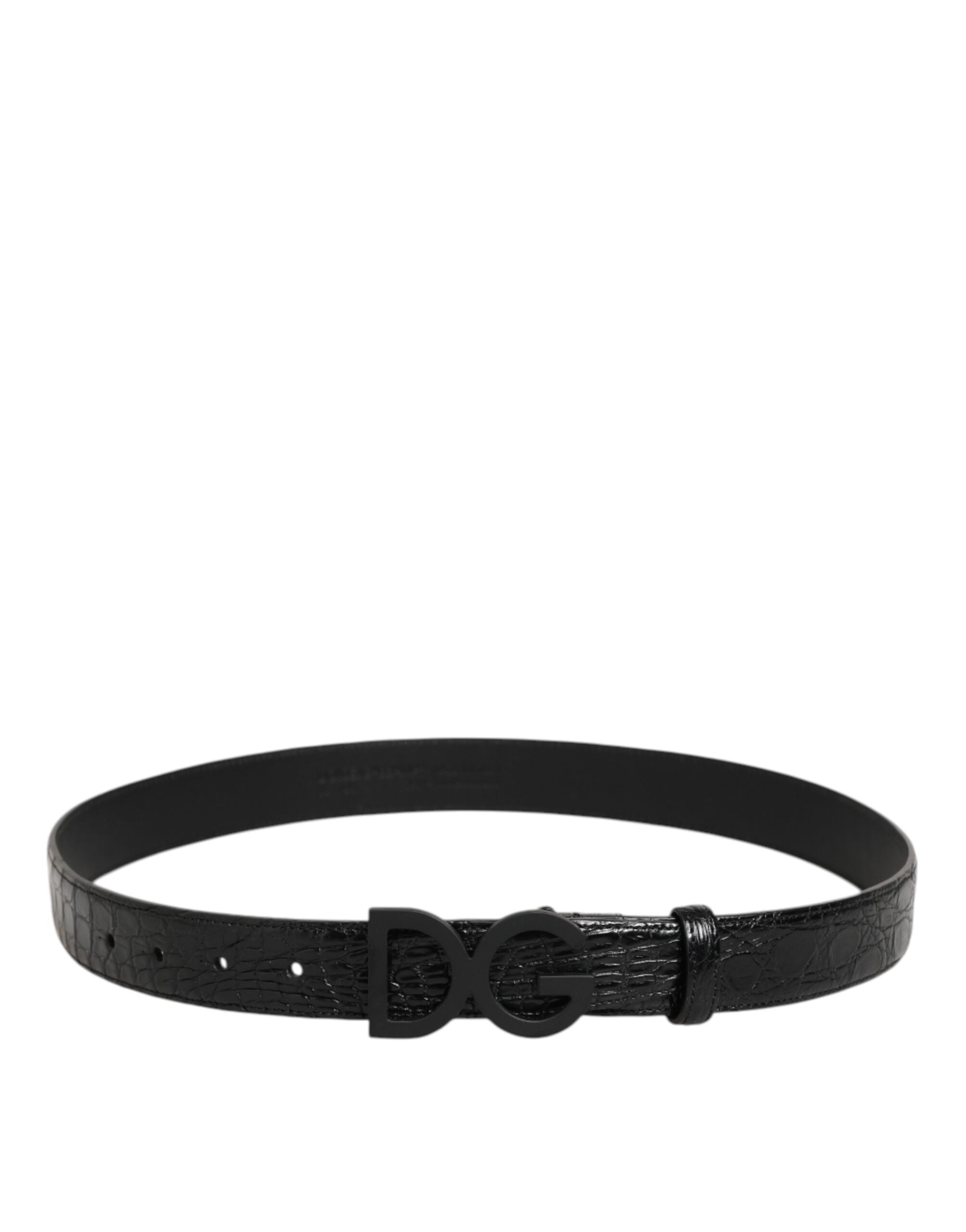 Dolce & Gabbana Black Exotic Leather Metal Logo Buckle Belt Dolce & Gabbana