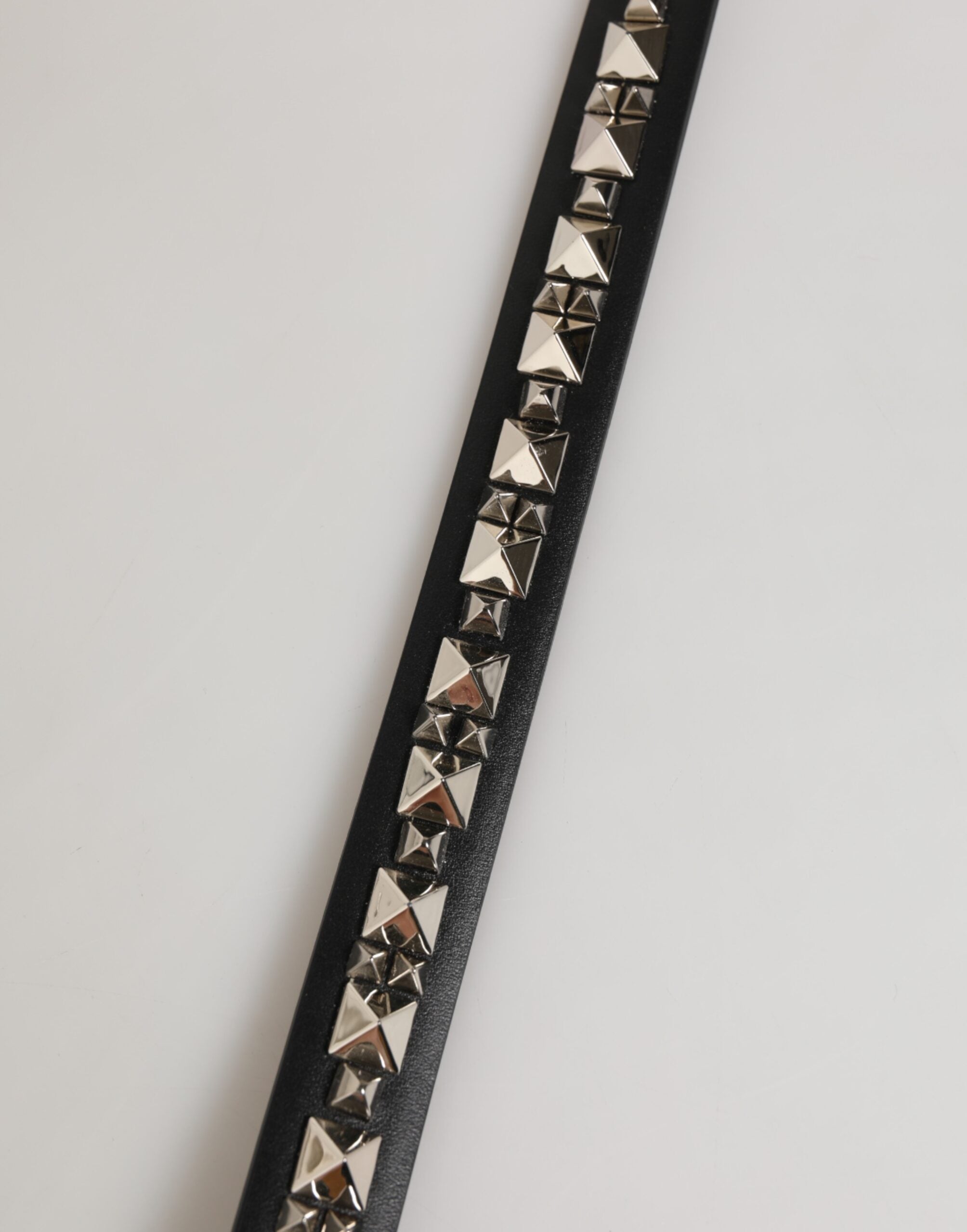 Dolce & Gabbana Black Leather Studded Silver-Tone Buckle Belt Dolce & Gabbana