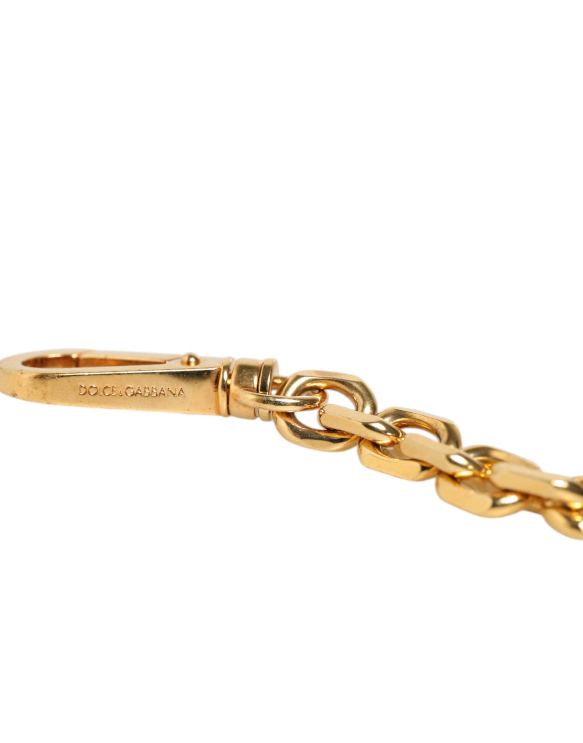 Dolce & Gabbana Black Leather Gold Chain Bag Accessory Shoulder Strap Dolce & Gabbana