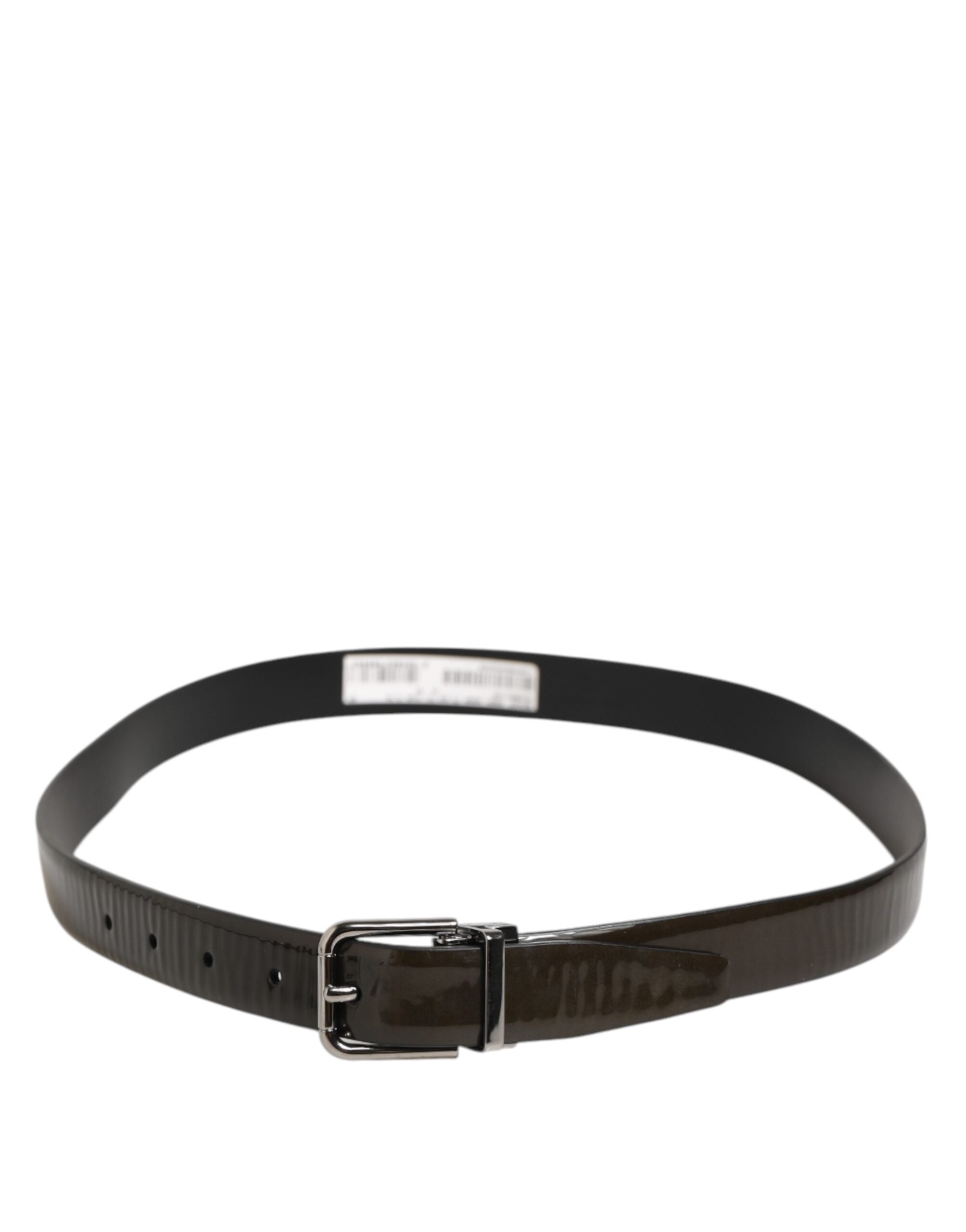 Dolce & Gabbana Brown Glossy Leather Classic Metal Buckle Belt Dolce & Gabbana