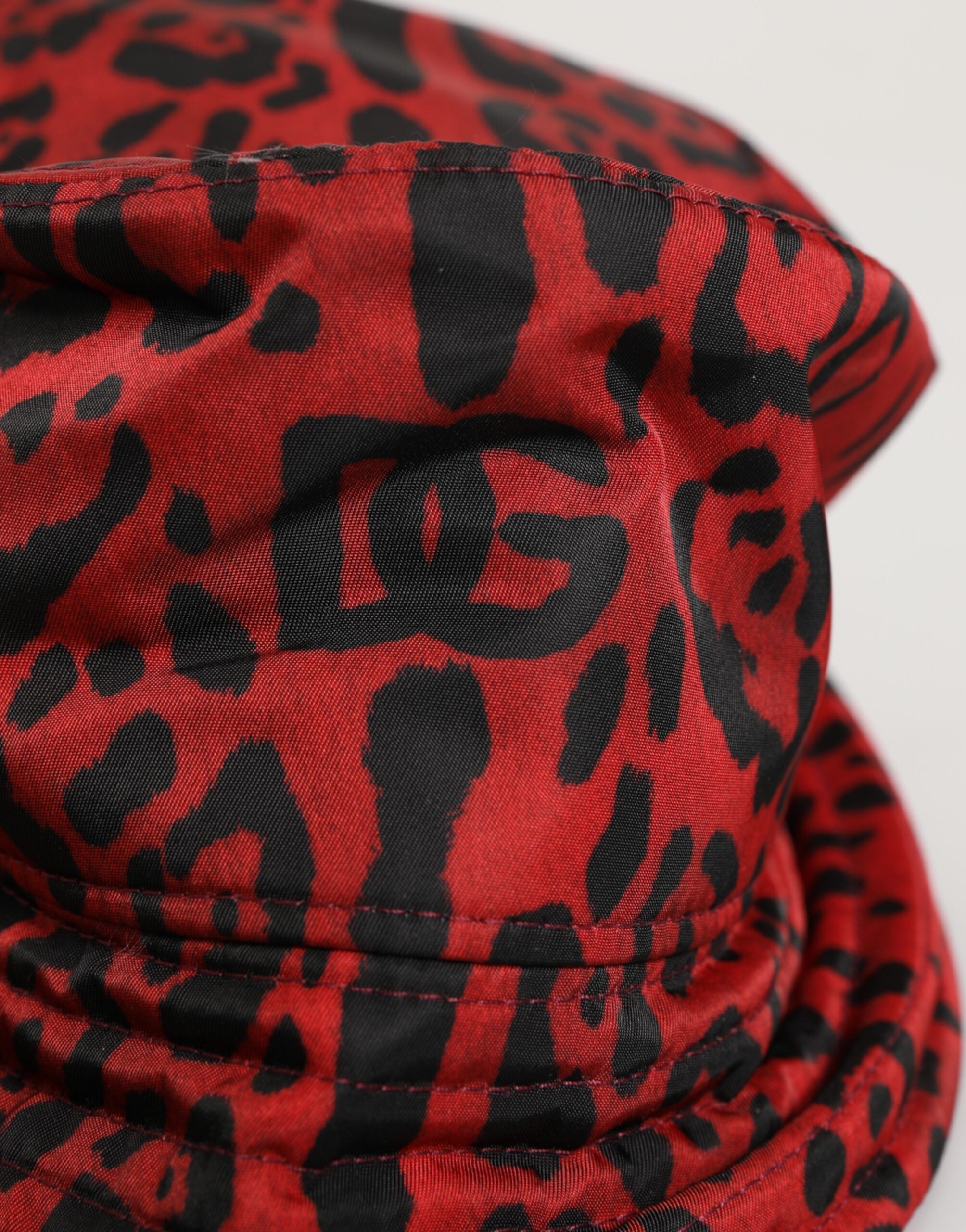 Dolce & Gabbana Red Black Nylon Leopard Print Bucket Men Cap Hat Dolce & Gabbana