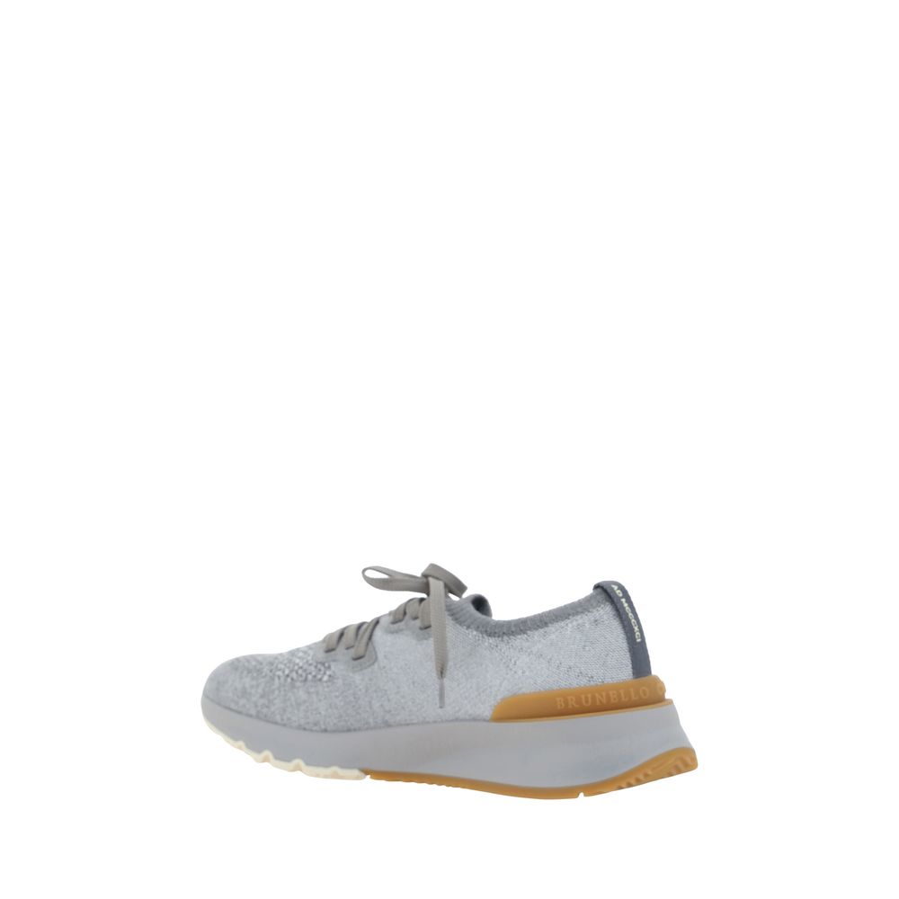 Brunello Cucinelli Gray Cotton Athletic Sneakers Brunello Cucinelli
