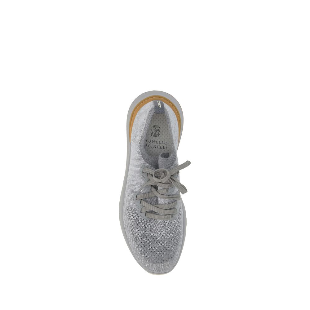 Brunello Cucinelli Gray Cotton Athletic Sneakers Brunello Cucinelli