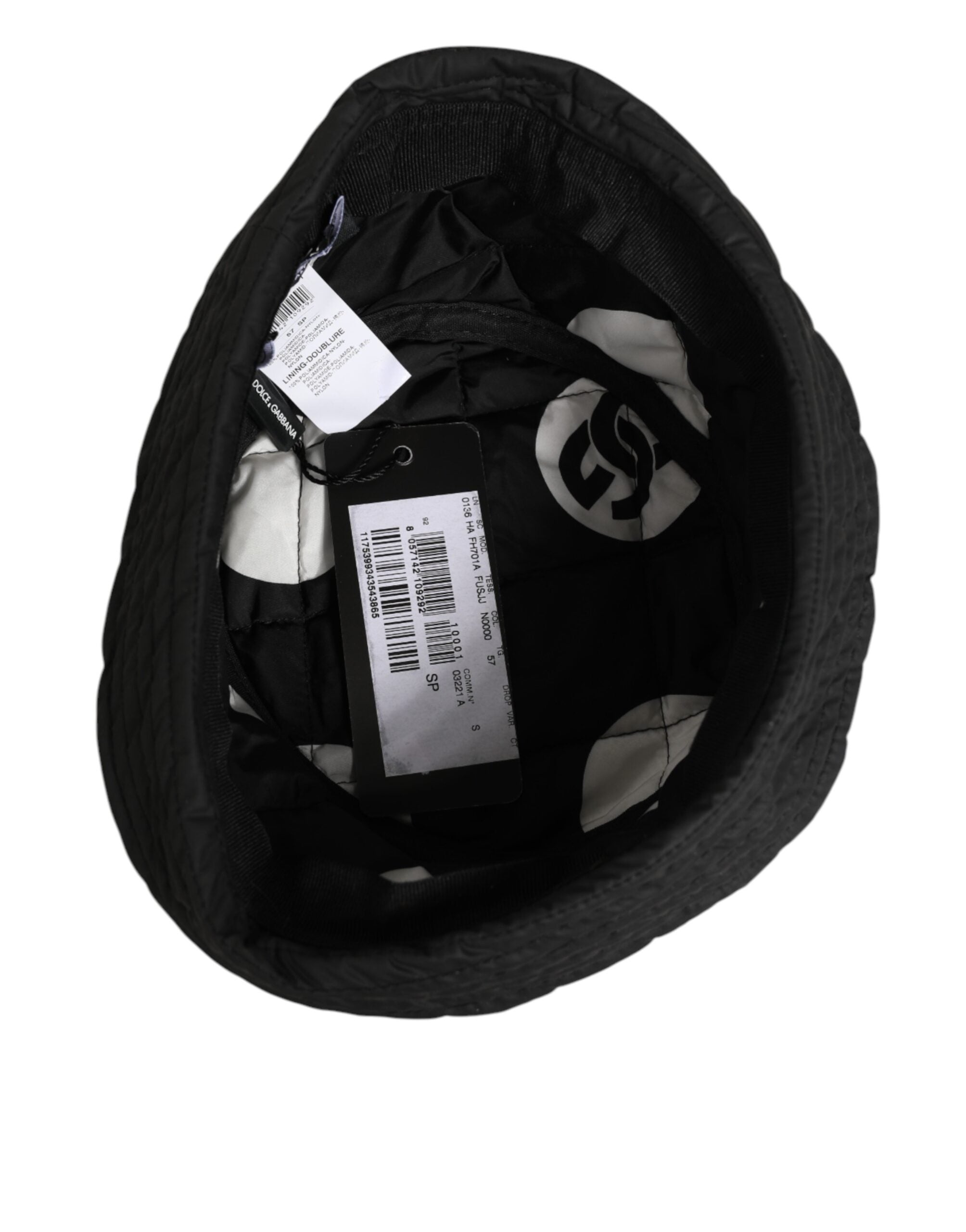 Dolce & Gabbana Black Nylon Quilted Bucket Men Capello Hat Dolce & Gabbana