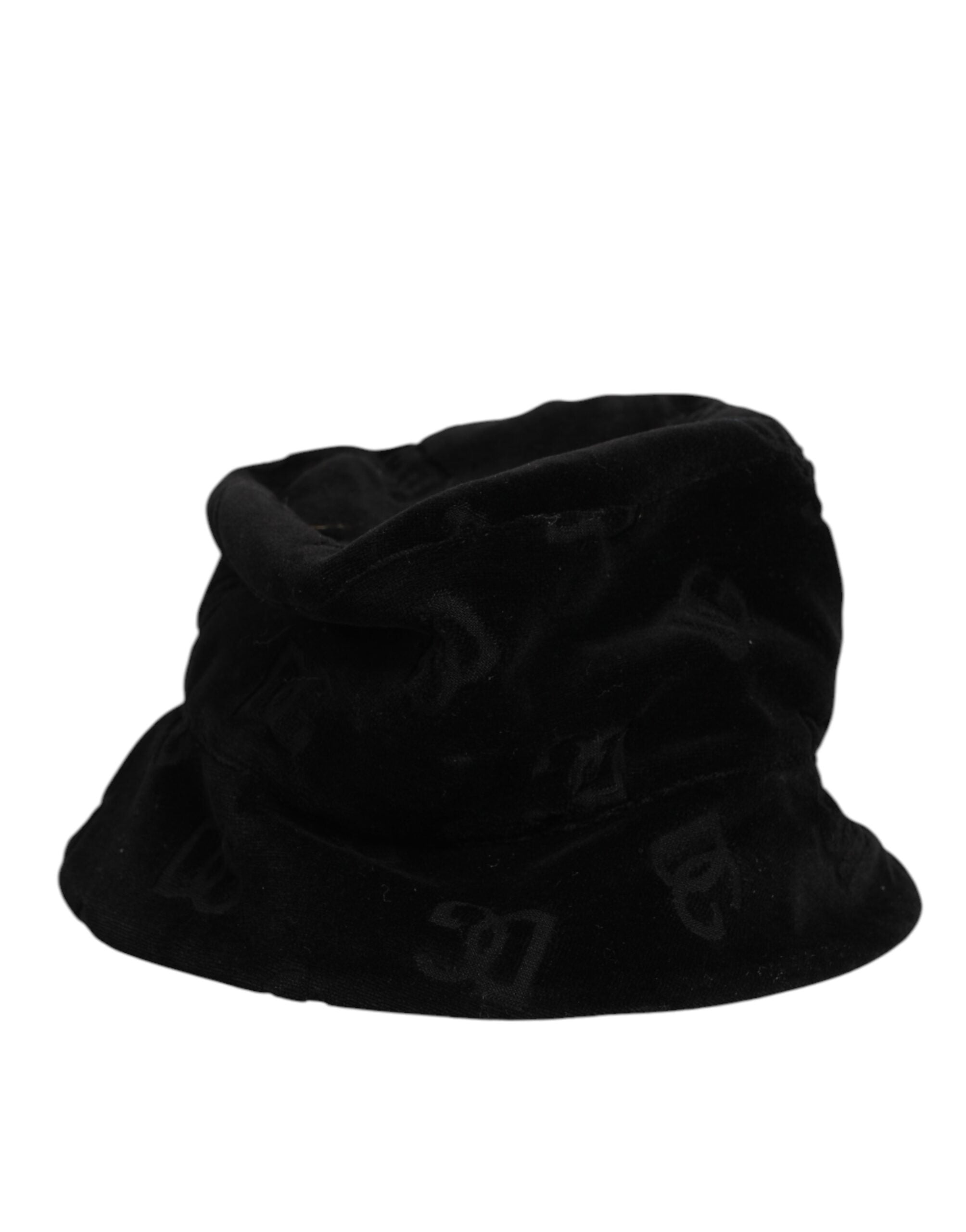Dolce & Gabbana Black Cotton Suede Bucket Logo Capello Hat Dolce & Gabbana