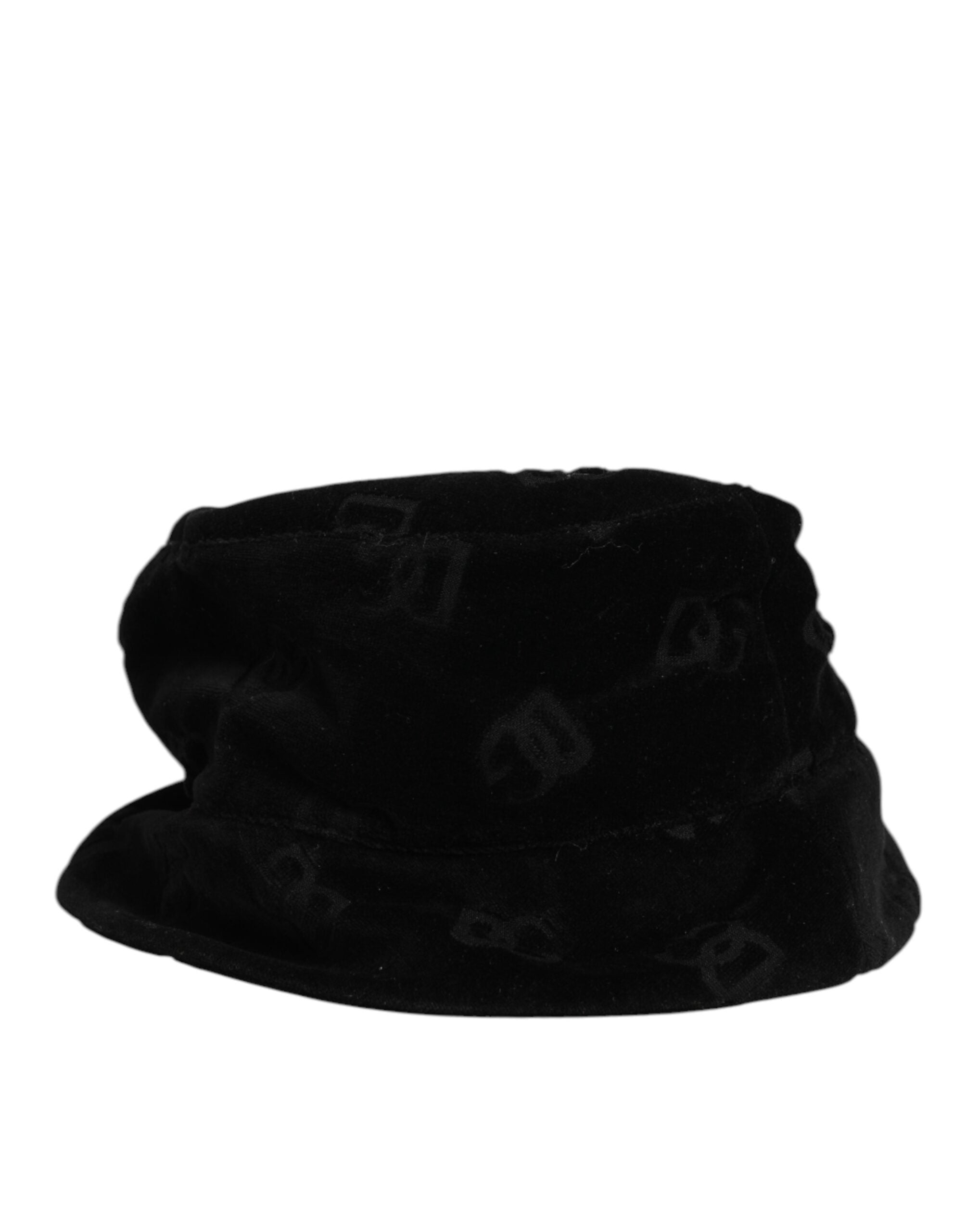 Dolce & Gabbana Black Cotton Suede Bucket Logo Capello Hat Dolce & Gabbana