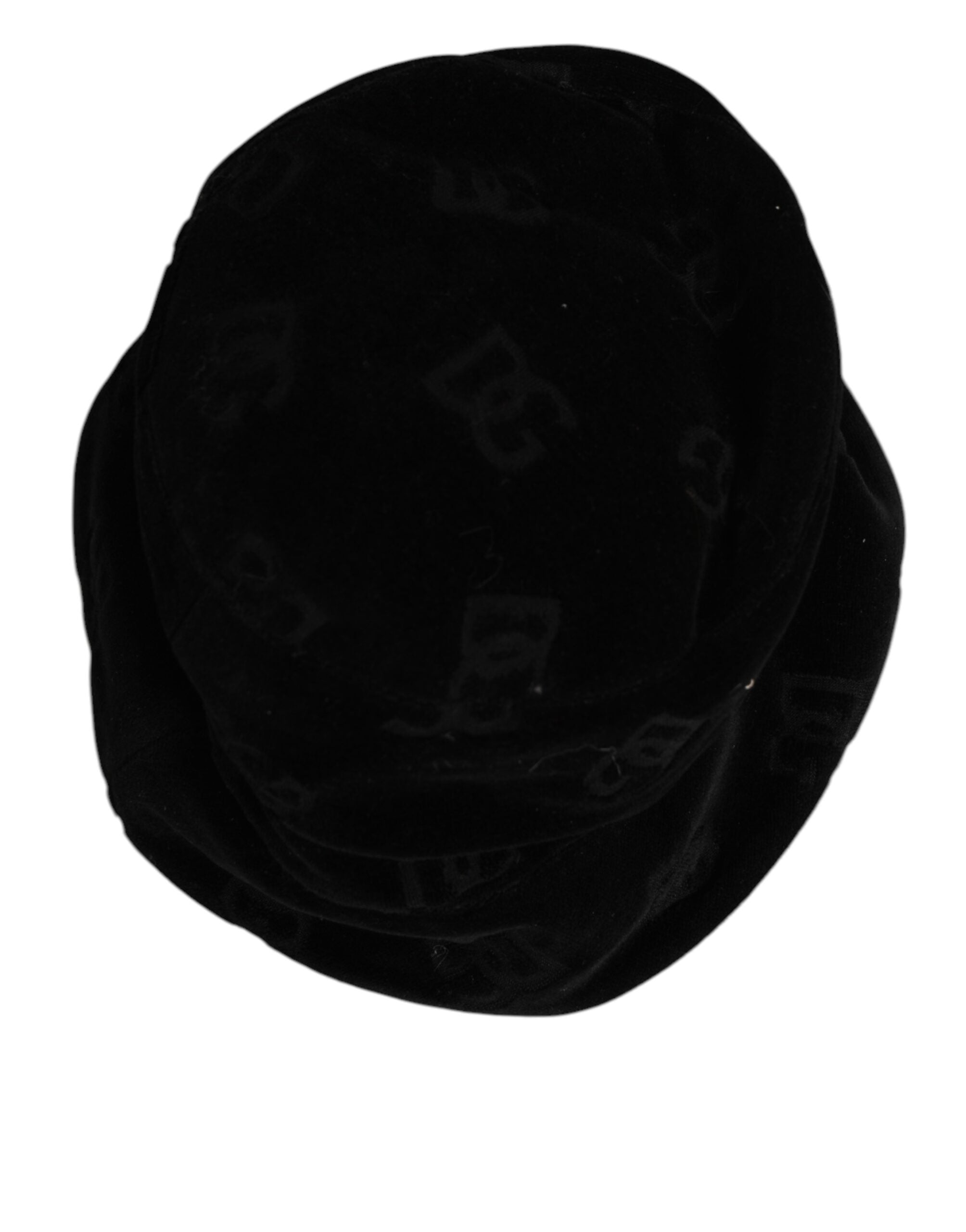 Dolce & Gabbana Black Cotton Suede Bucket Logo Capello Hat Dolce & Gabbana