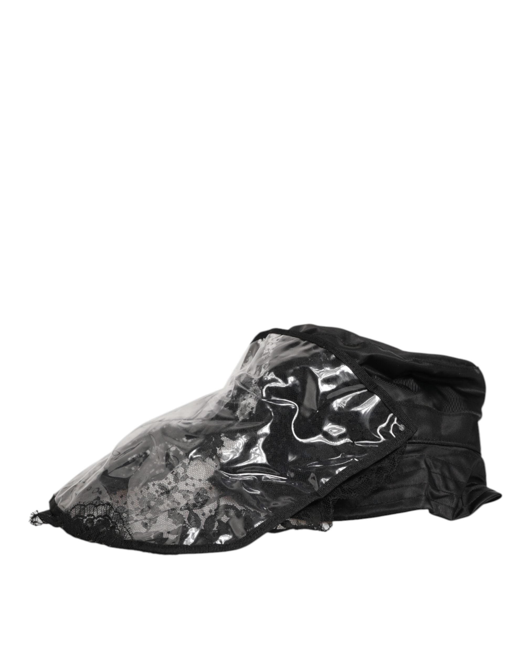Dolce & Gabbana Black PVC Wide Brim Men Bucket Capello Hat Dolce & Gabbana