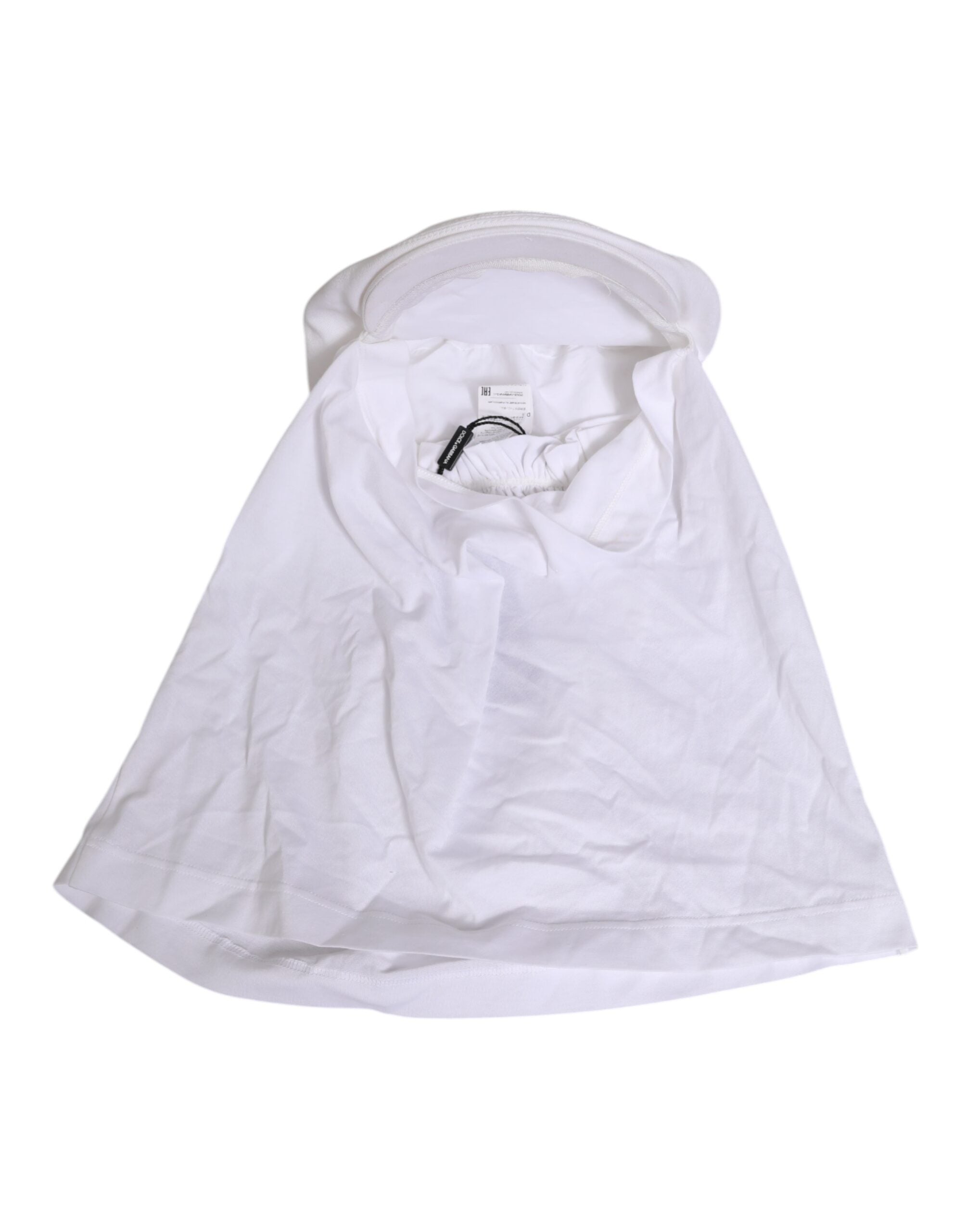 Dolce & Gabbana White Cotton DG Logo Plaque Baseball Balaclava Hat Dolce & Gabbana