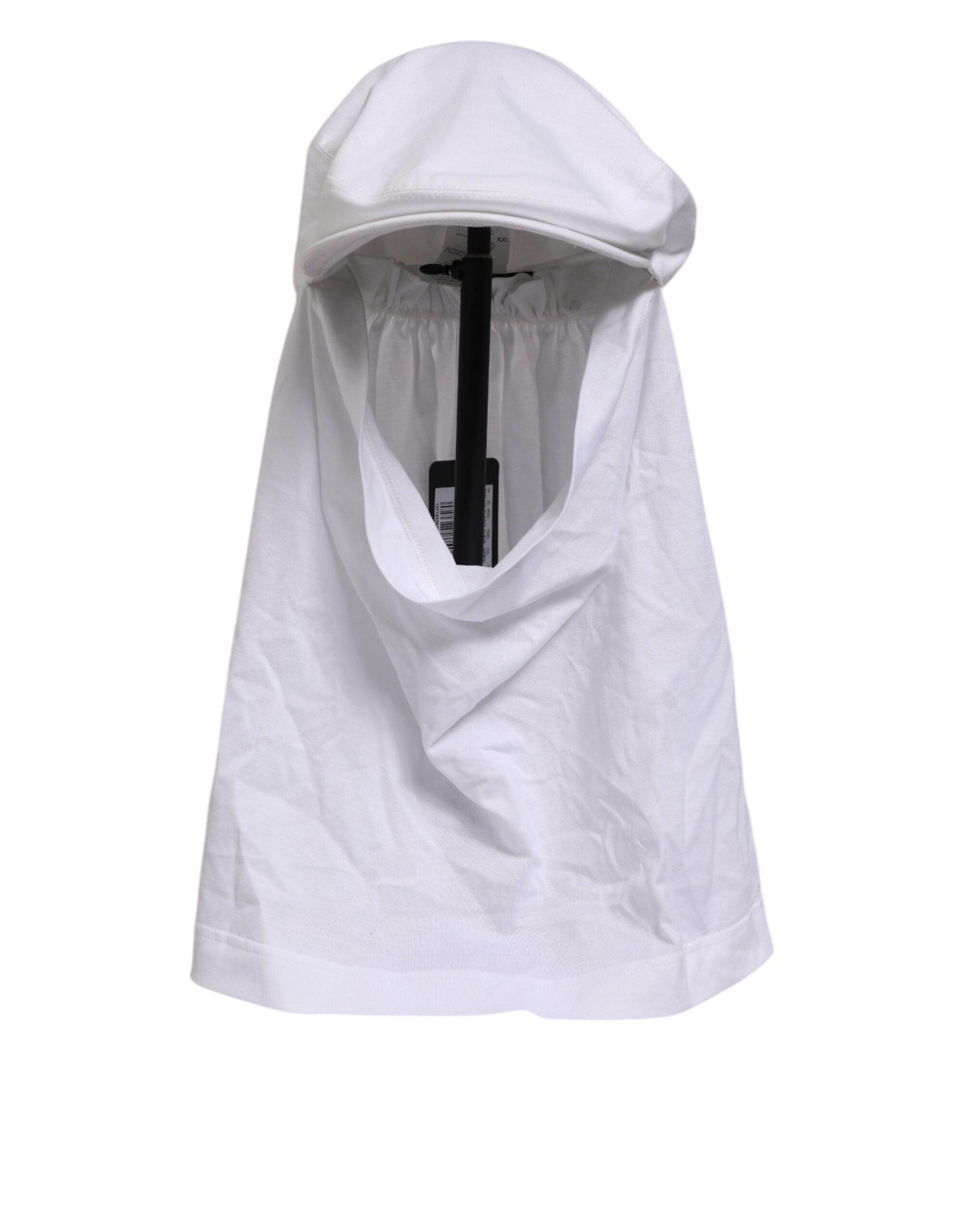 Dolce & Gabbana White Cotton DG Logo Plaque Baseball Balaclava Hat Dolce & Gabbana