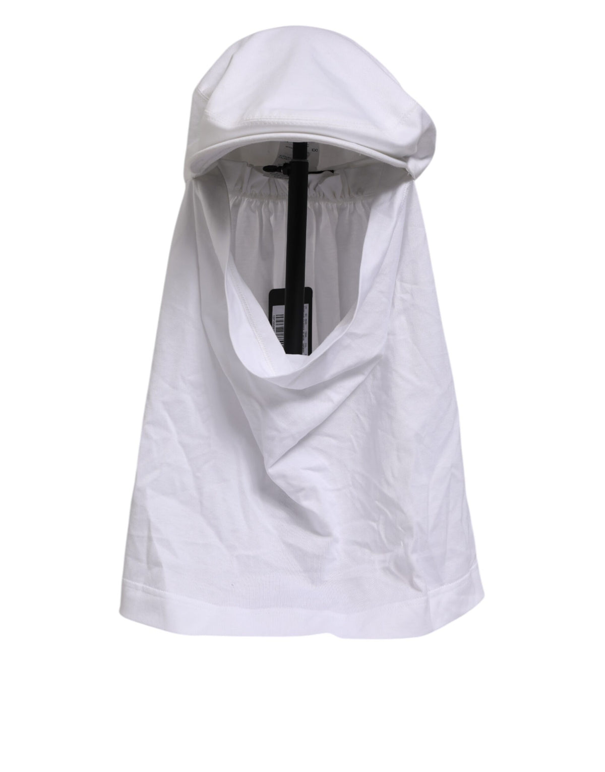 Dolce & Gabbana White Cotton DG Logo Plaque Baseball Balaclava Hat