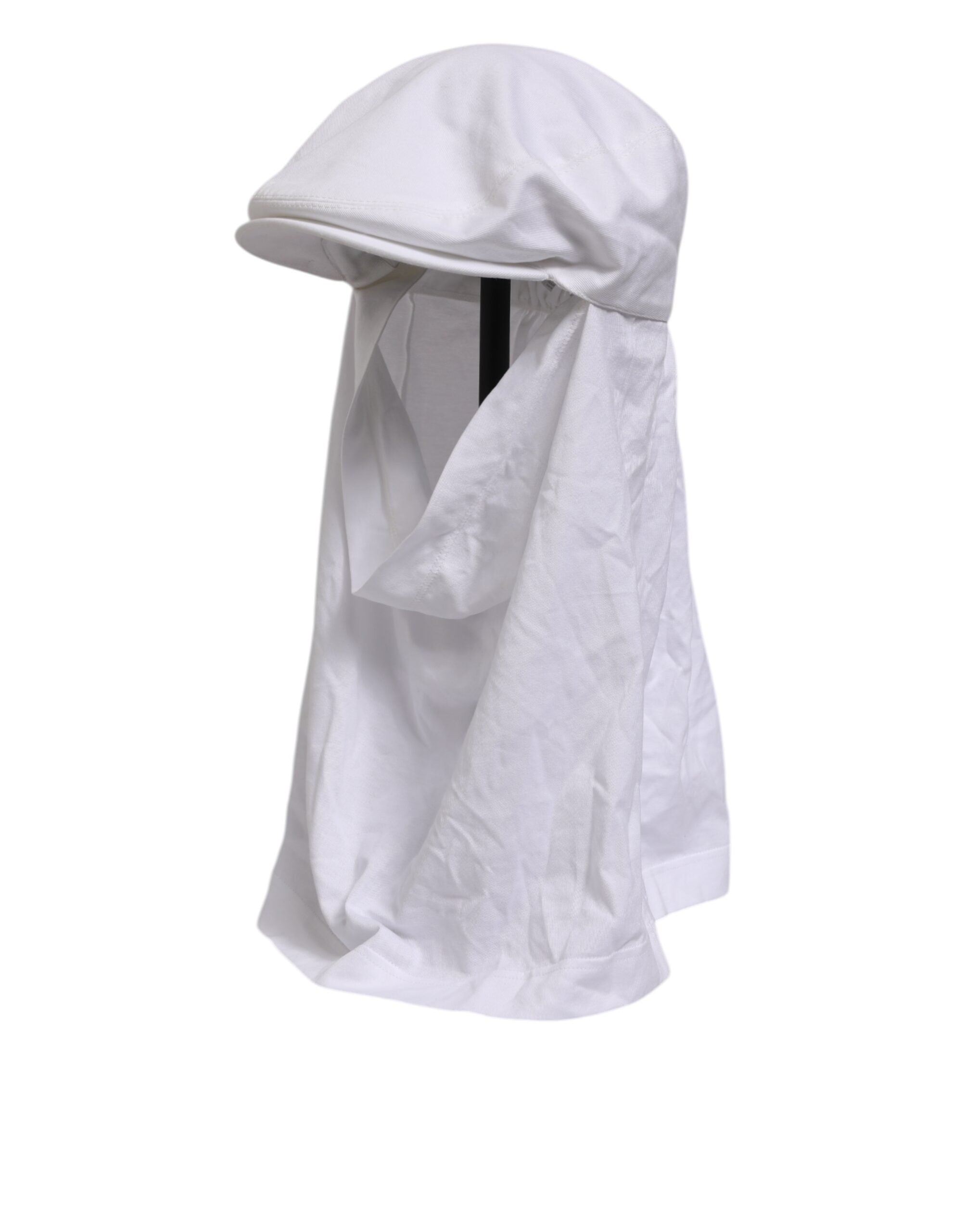 Dolce & Gabbana White Cotton DG Logo Plaque Baseball Balaclava Hat Dolce & Gabbana