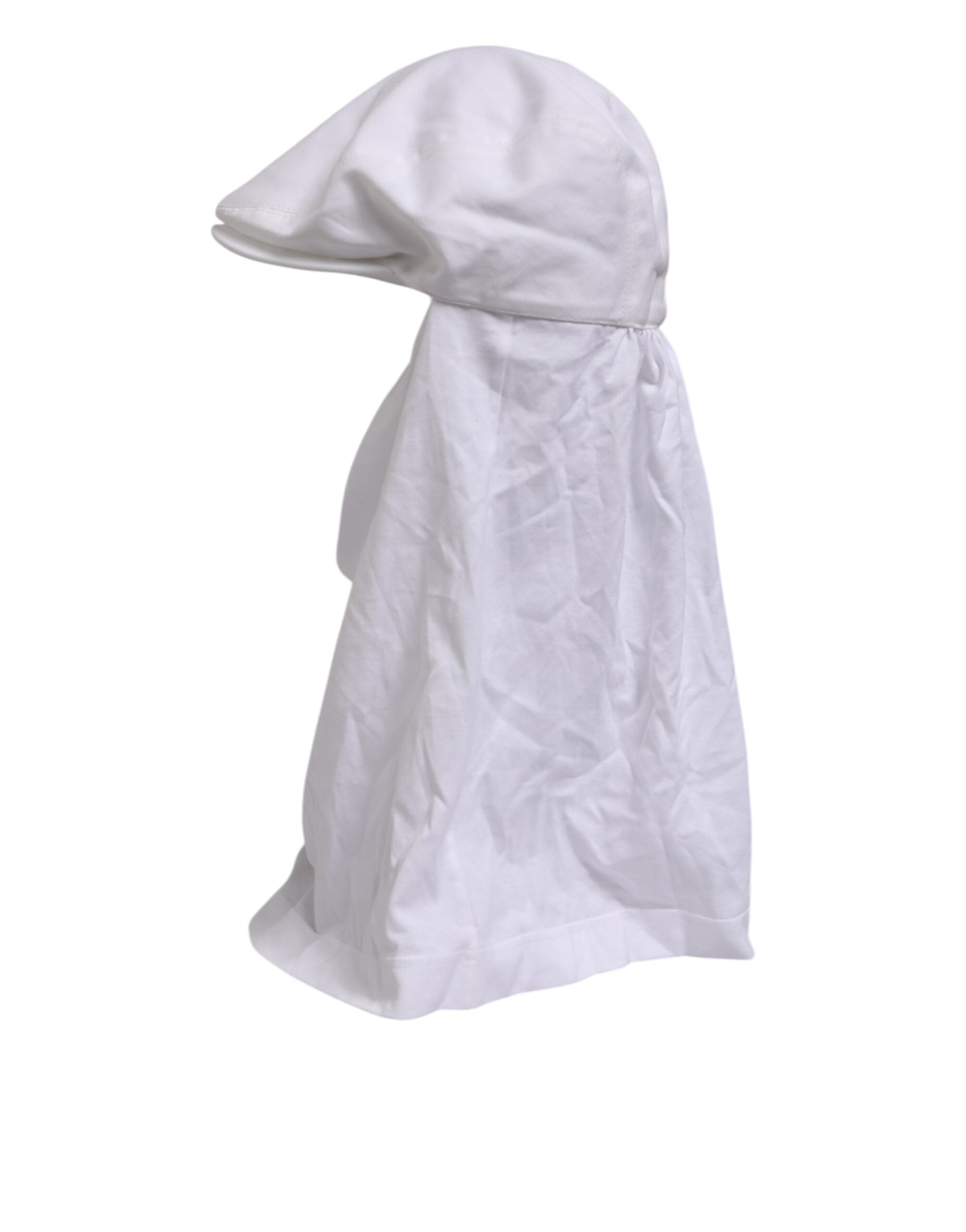 Dolce & Gabbana White Cotton DG Logo Plaque Baseball Balaclava Hat Dolce & Gabbana