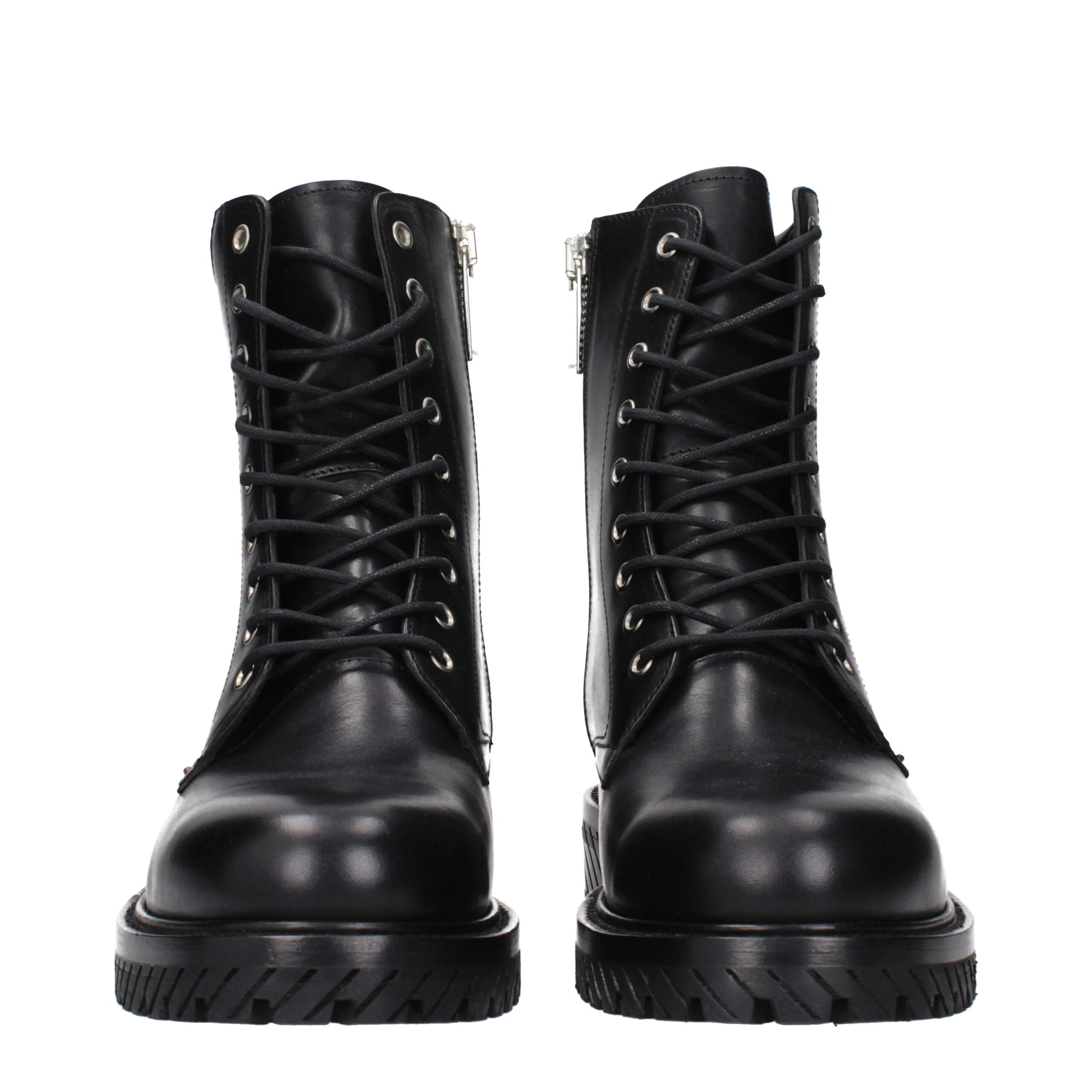 Off-White Black Leather Ankle Boots Off-White