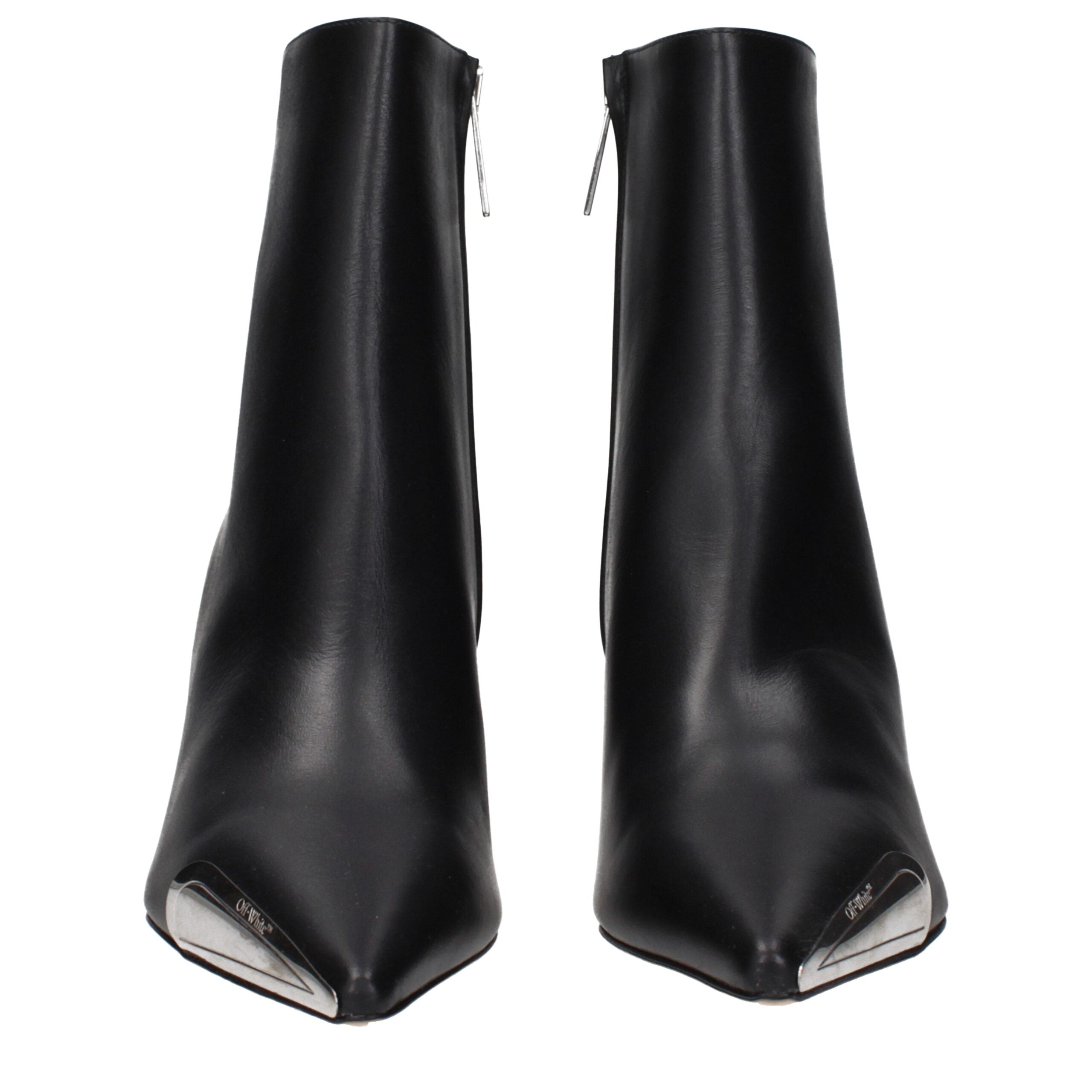 Off-White Black Leather Ankle Boots Off-White