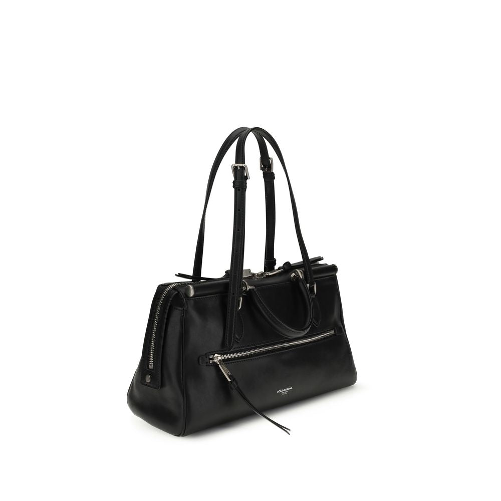 Dolce & Gabbana Black Calf Leather Bos Taurus Shoulder Bag Dolce & Gabbana